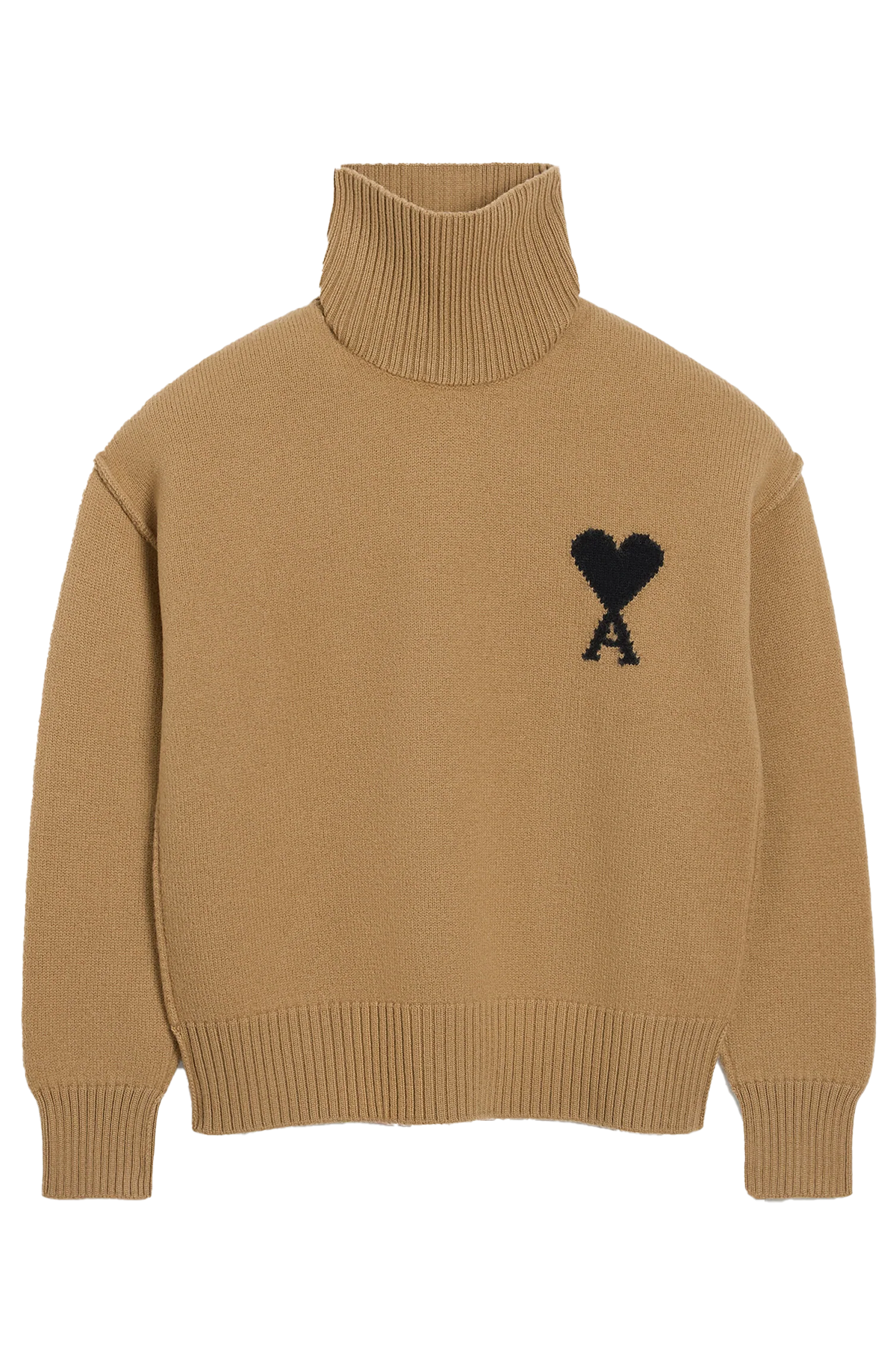 AMI Paris Herren Strickpullover mit Stehkragen Braun CAMEL/NOIR 288H25 Bild 1