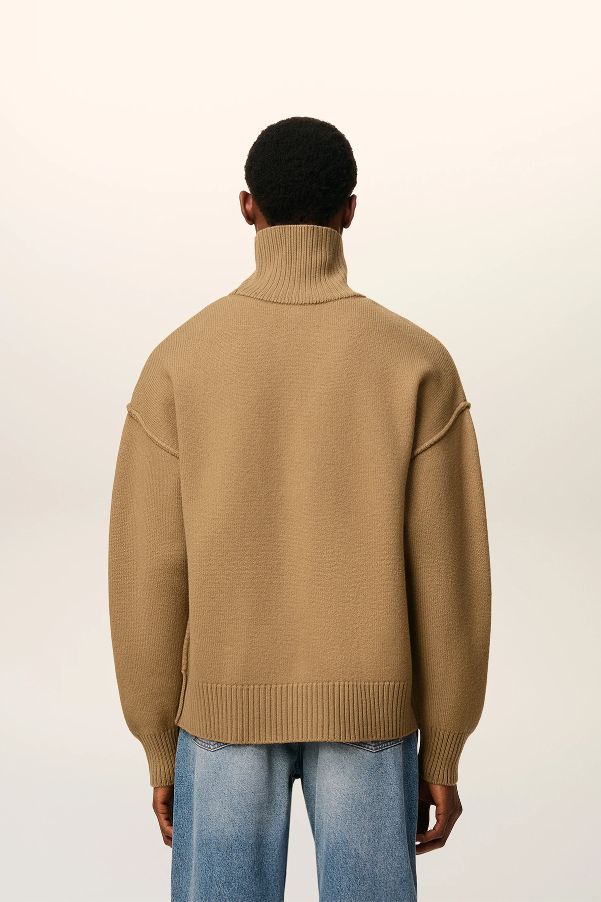 AMI Paris Herren Strickpullover mit Stehkragen Braun CAMEL/NOIR 288H25 Bild 2