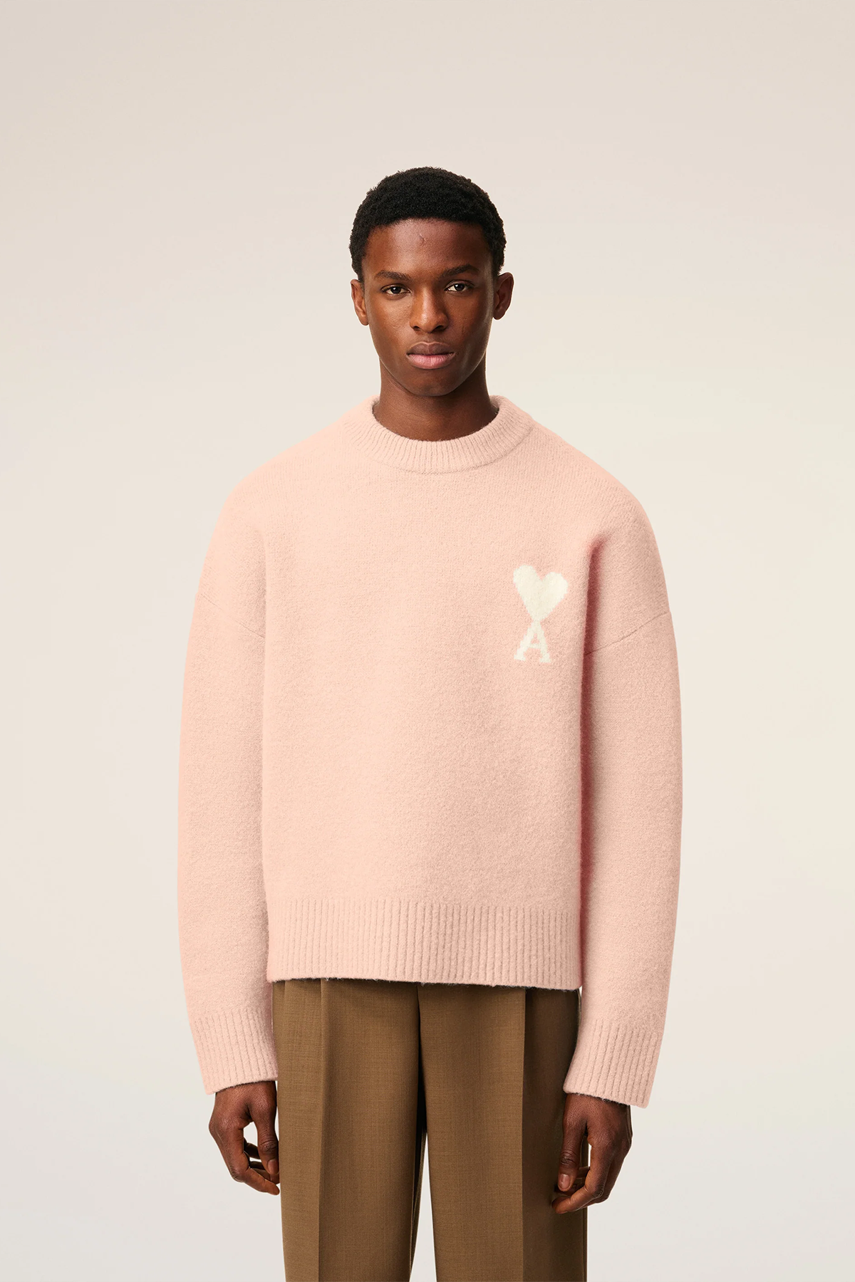 AMI Paris Herren Strickpullover Rosa POUDRE/ECRU 6807H25 Bild 2