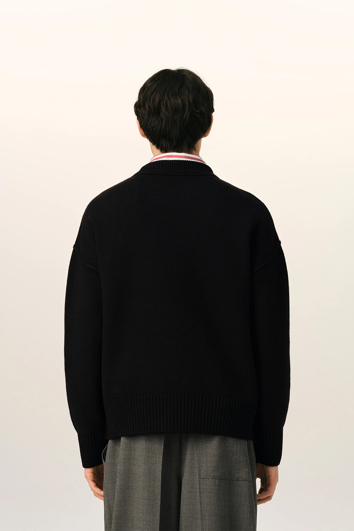 AMI Paris Herren Strickpullover Schwarz/Rot SCHWARZ Bild 3