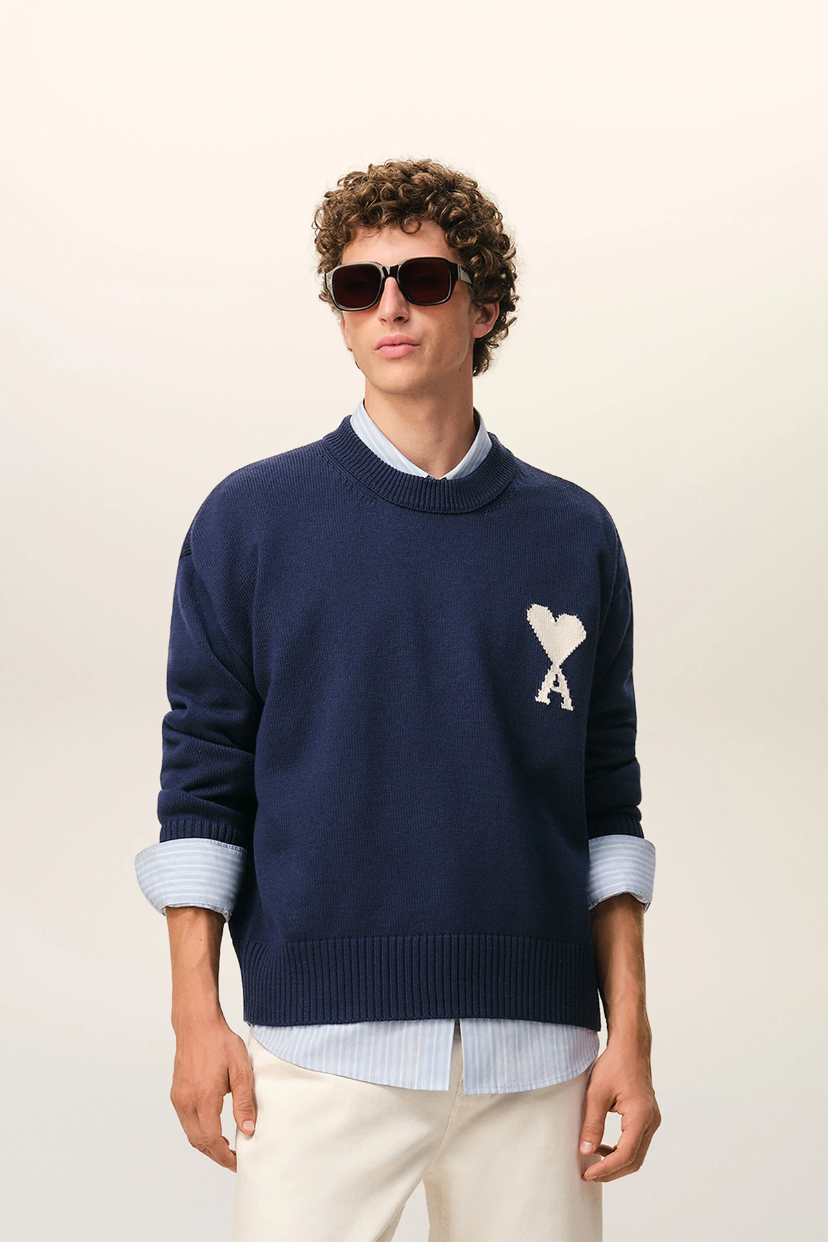 AMI Paris Herren Strickpullover Tinte MARINE-BLAU Bild 2