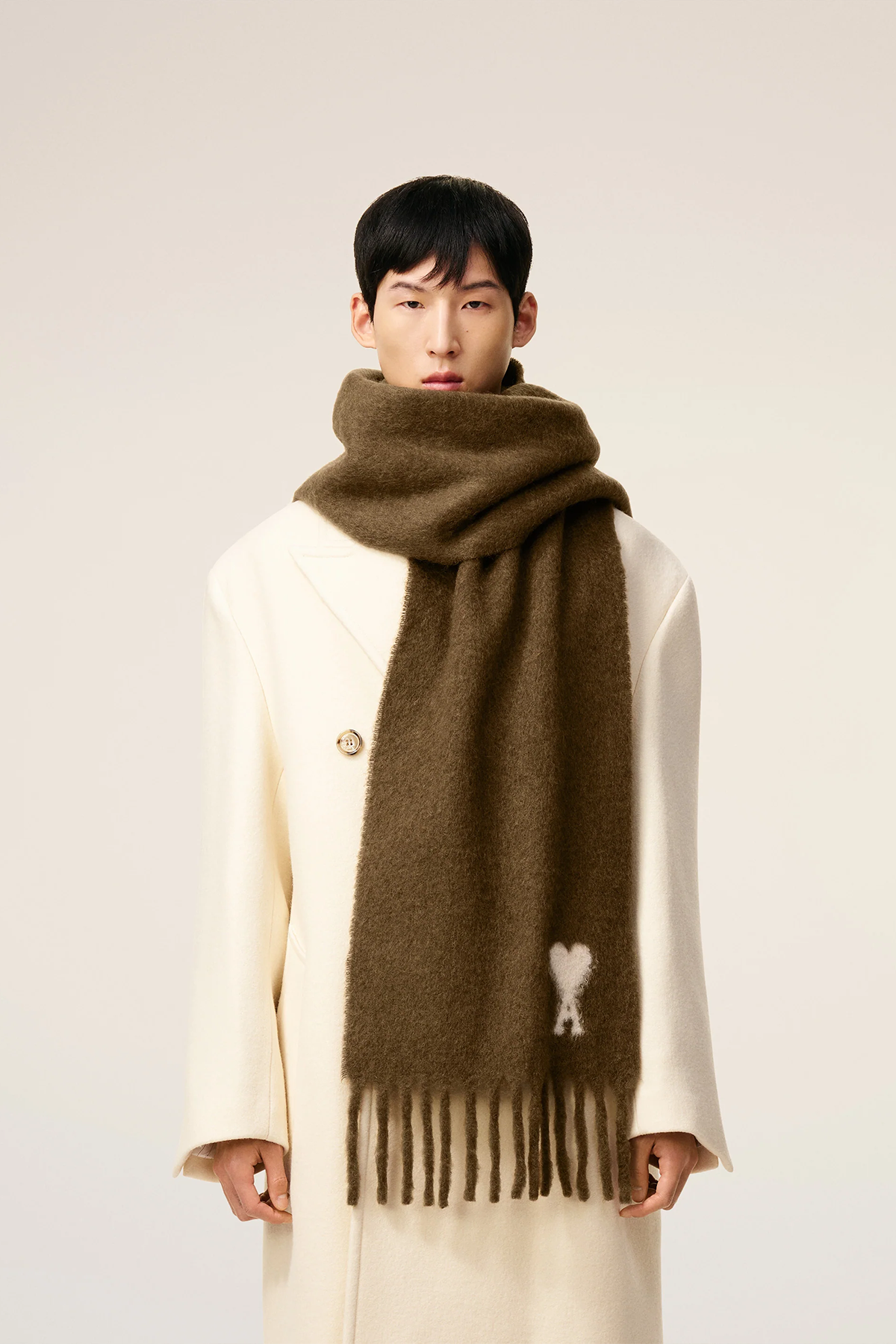AMI Paris Herren Strickschal aus Alpakawolle Braun NOISETTE 216H25 Bild 2
