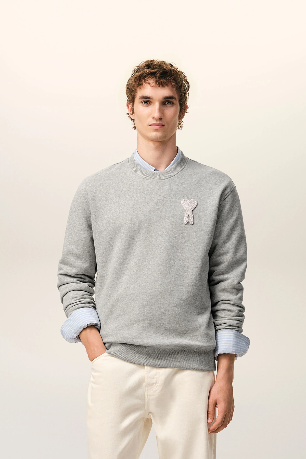 AMI Paris Herren Sweatshirt Grau GRAU-MELANGE Bild 2
