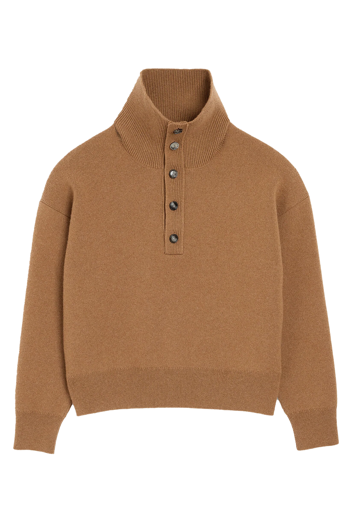 AMI Paris Herren Wollpullover mit geknöpftem Kragen Camel BEIGE Bild 1