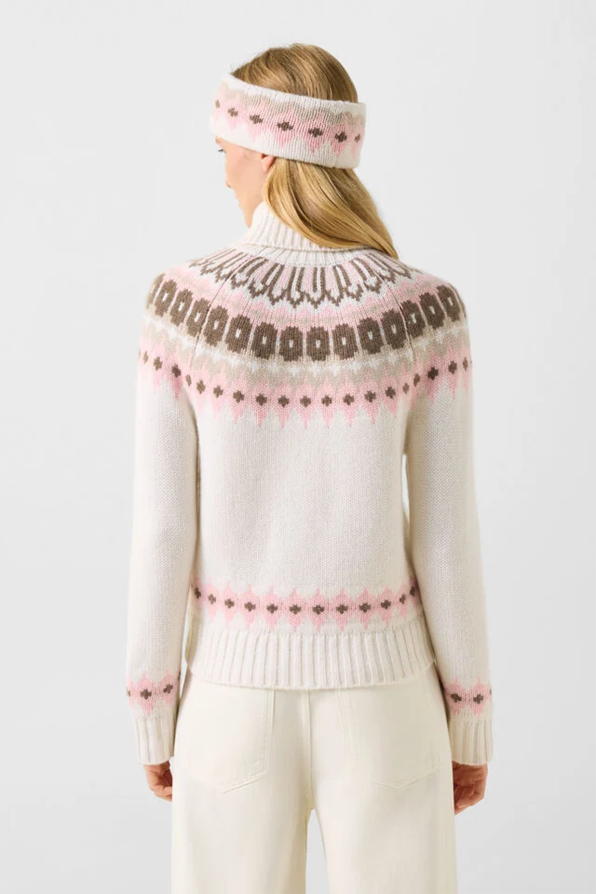 Bogner Damen Kaschmirpullover Ingrid-2 Off-White/Rosa/Braun 610 Bild 3