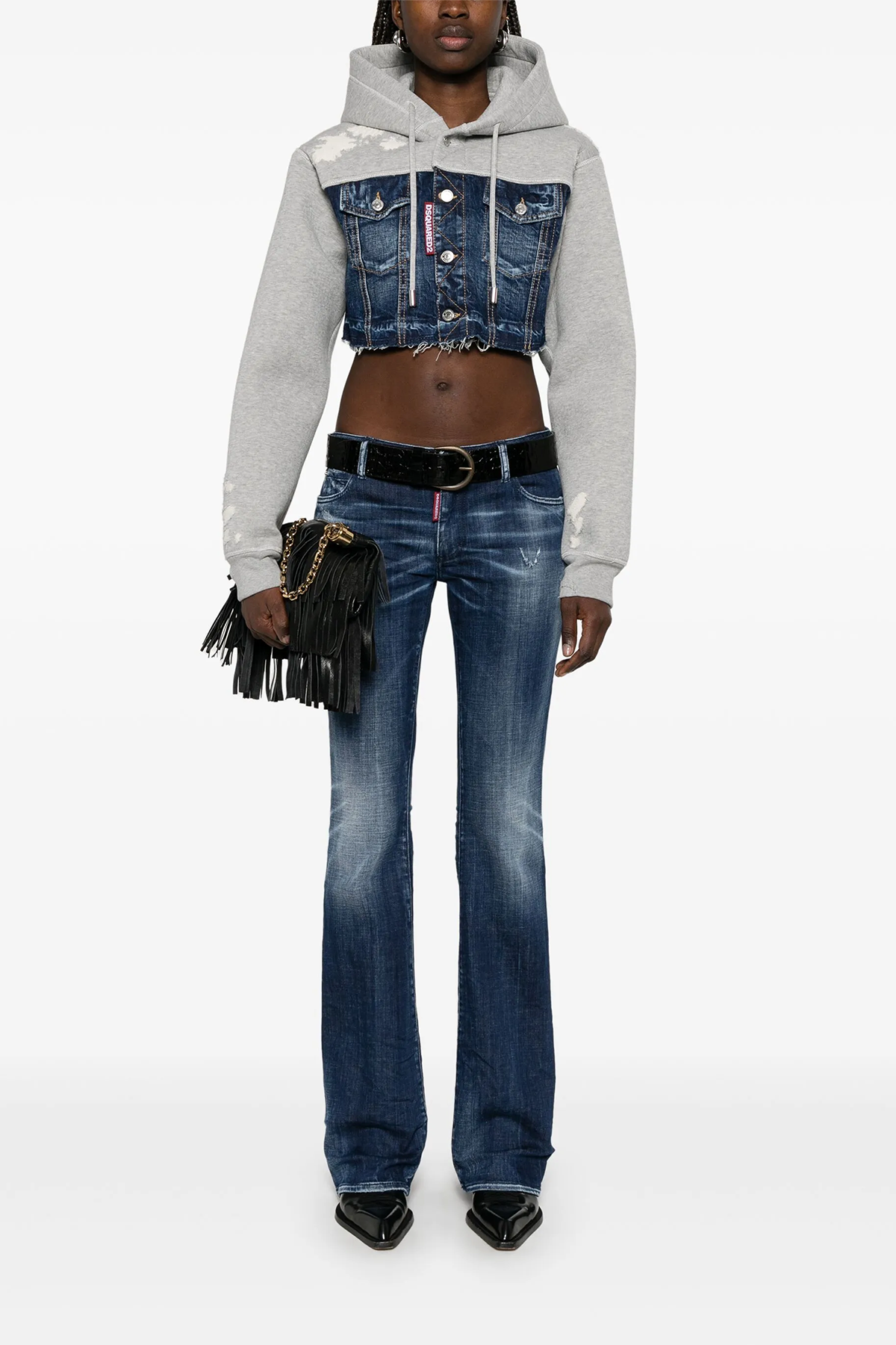 Dsquared2 Damen Cropped Cool Fit Jacke Grau SCHWARZ Bild 2