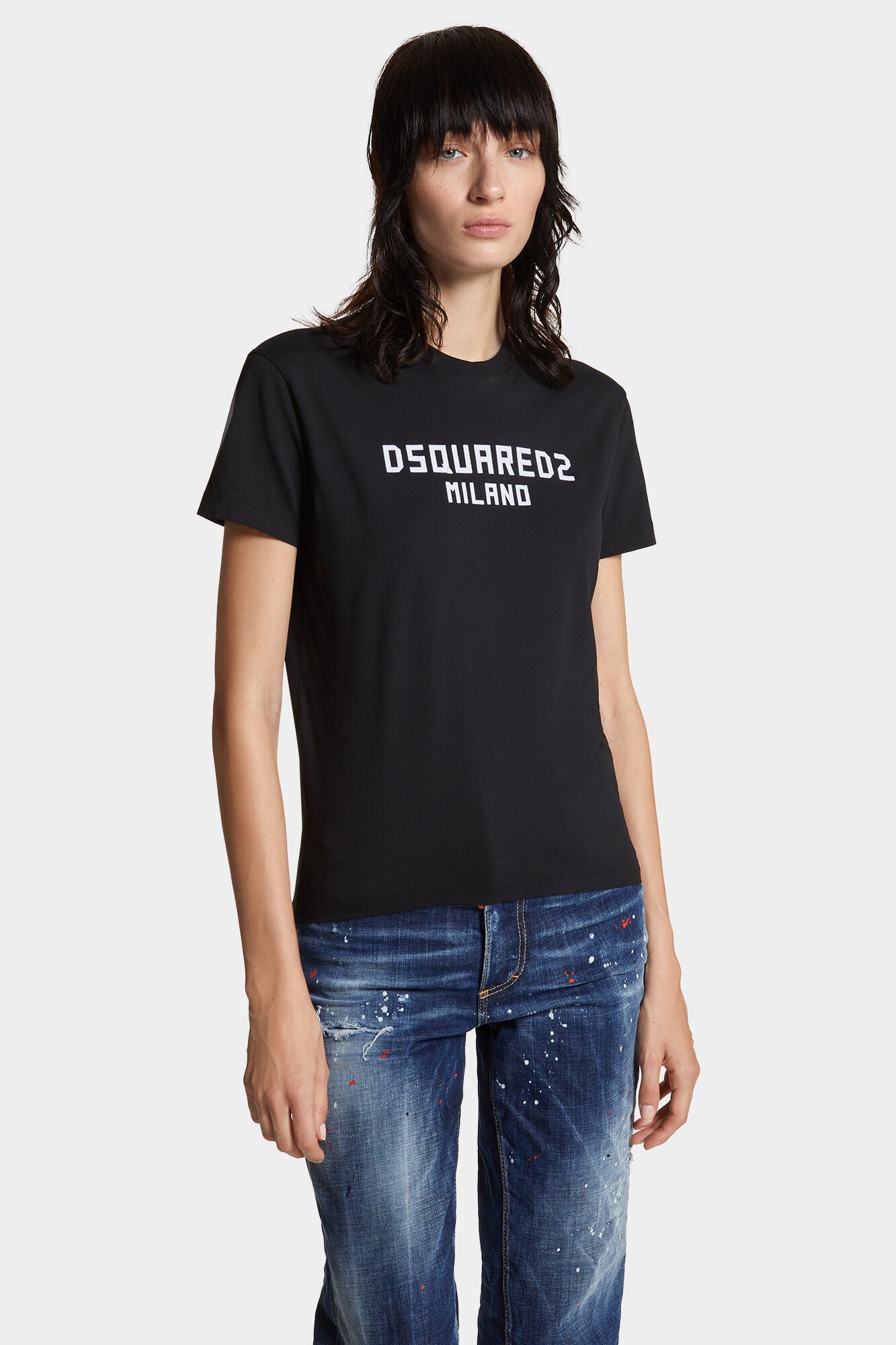 Dsquared2 Damen Just Right Fit D2 Milano T-Shirt Schwarz SCHWARZ Bild 2