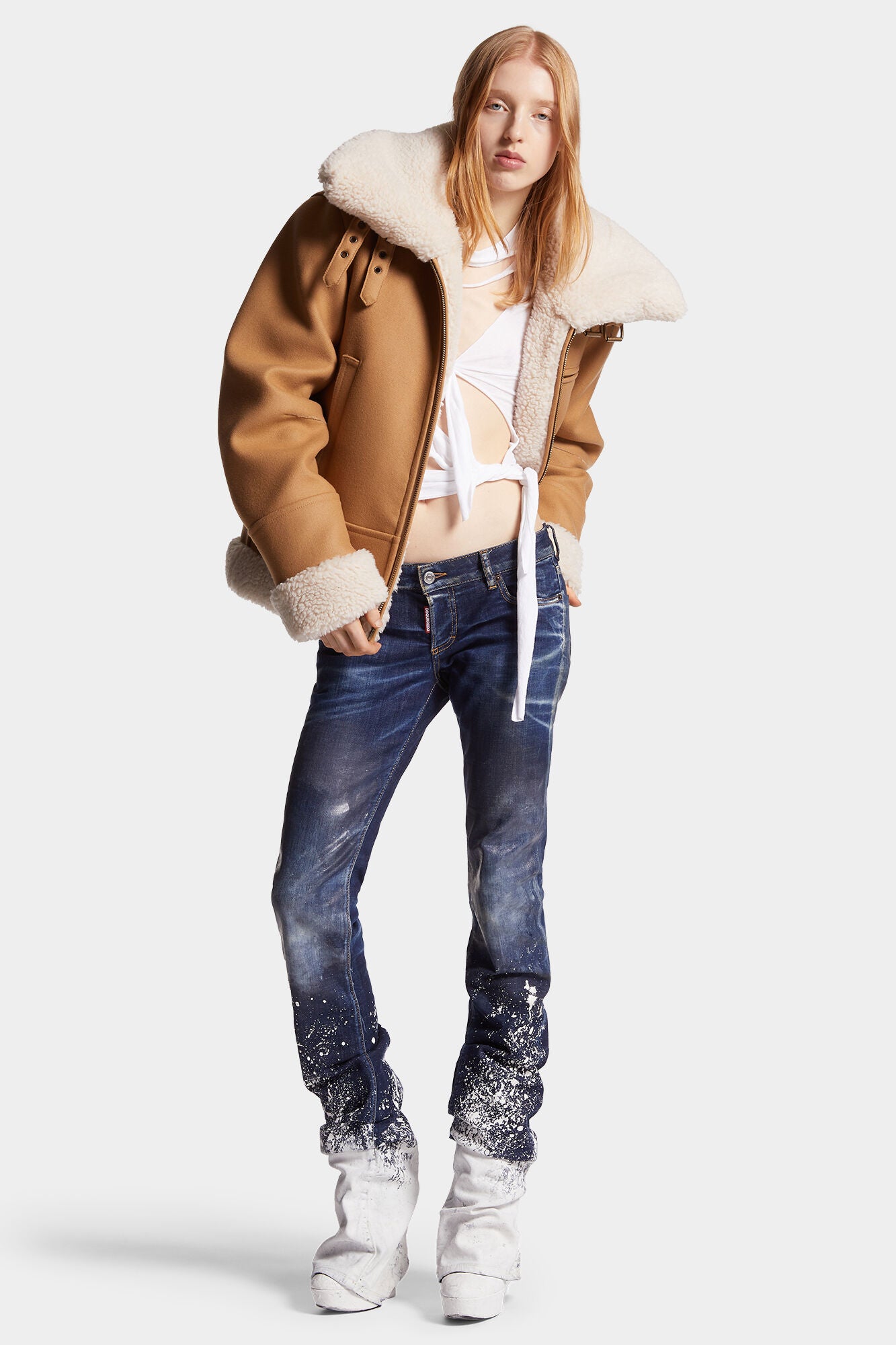 Dsquared2 Damen Wolljacke Easy Aviator Camel BEIGE Bild 2