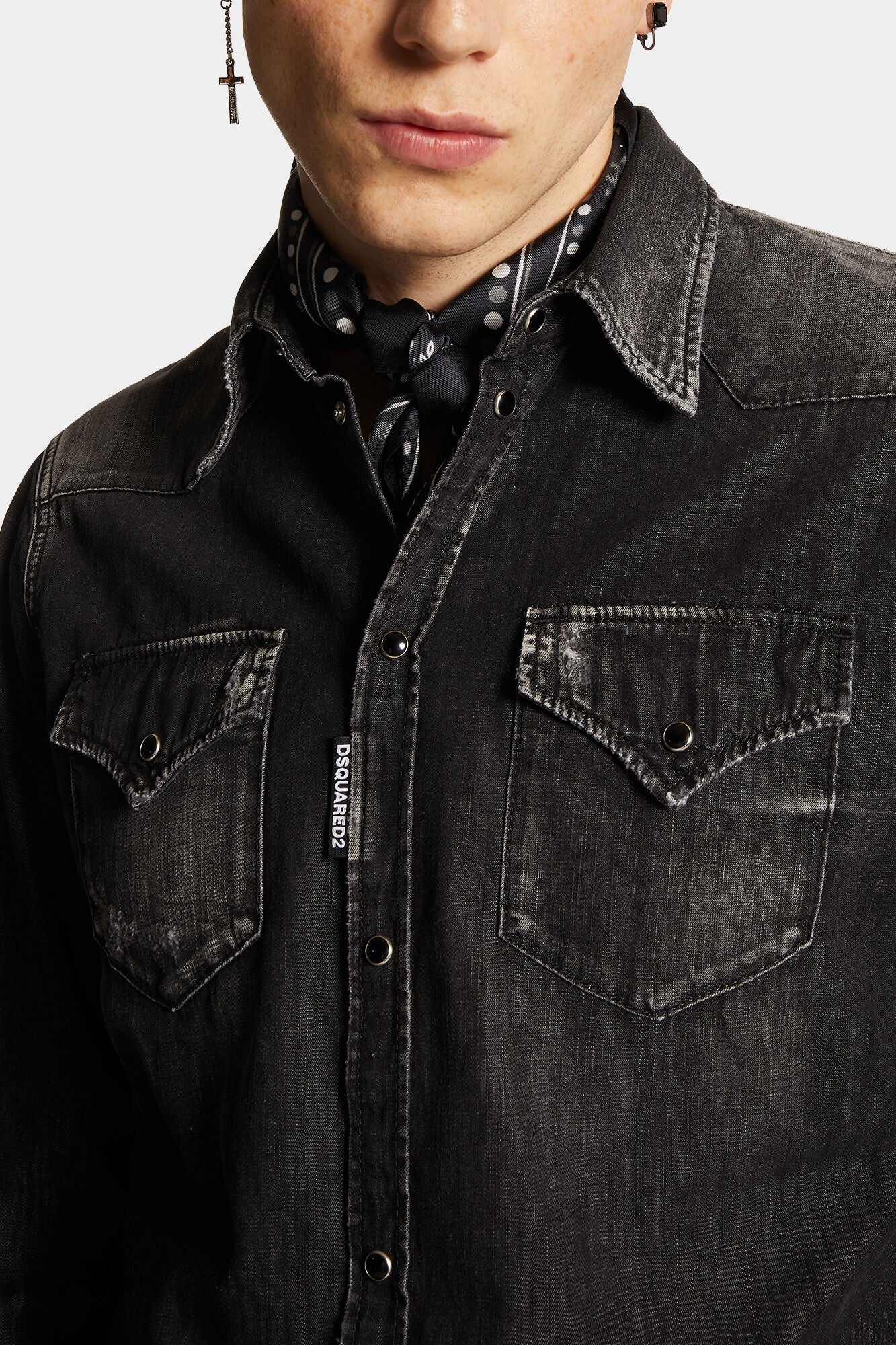 Dsquared2 Herren Black Wash Classic Western Hemd Schwarz SCHWARZ Bild 5