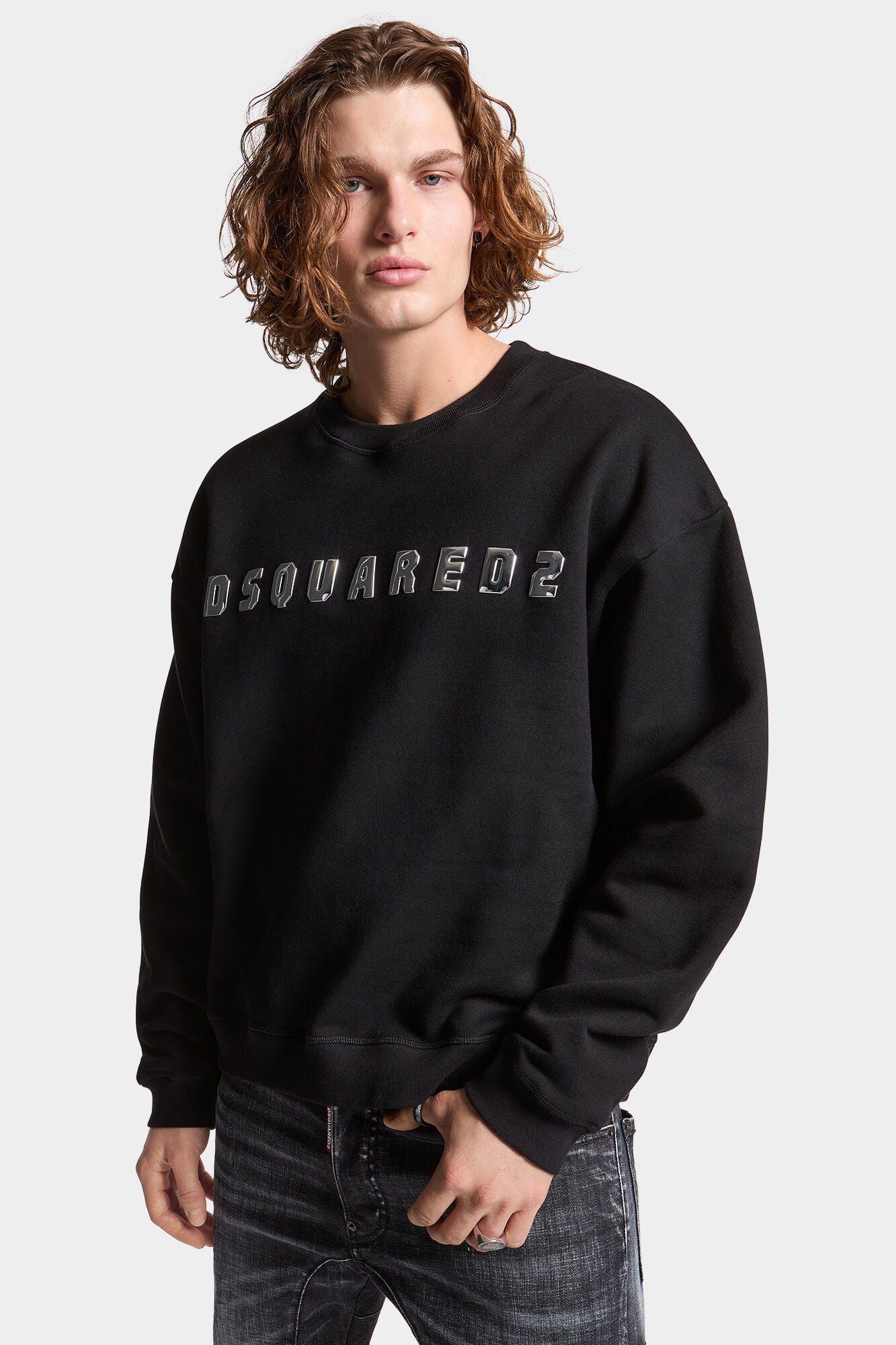 Dsquared2 Herren Brushed Fleece Relax Fit Sweater Schwarz SCHWARZ Bild 2