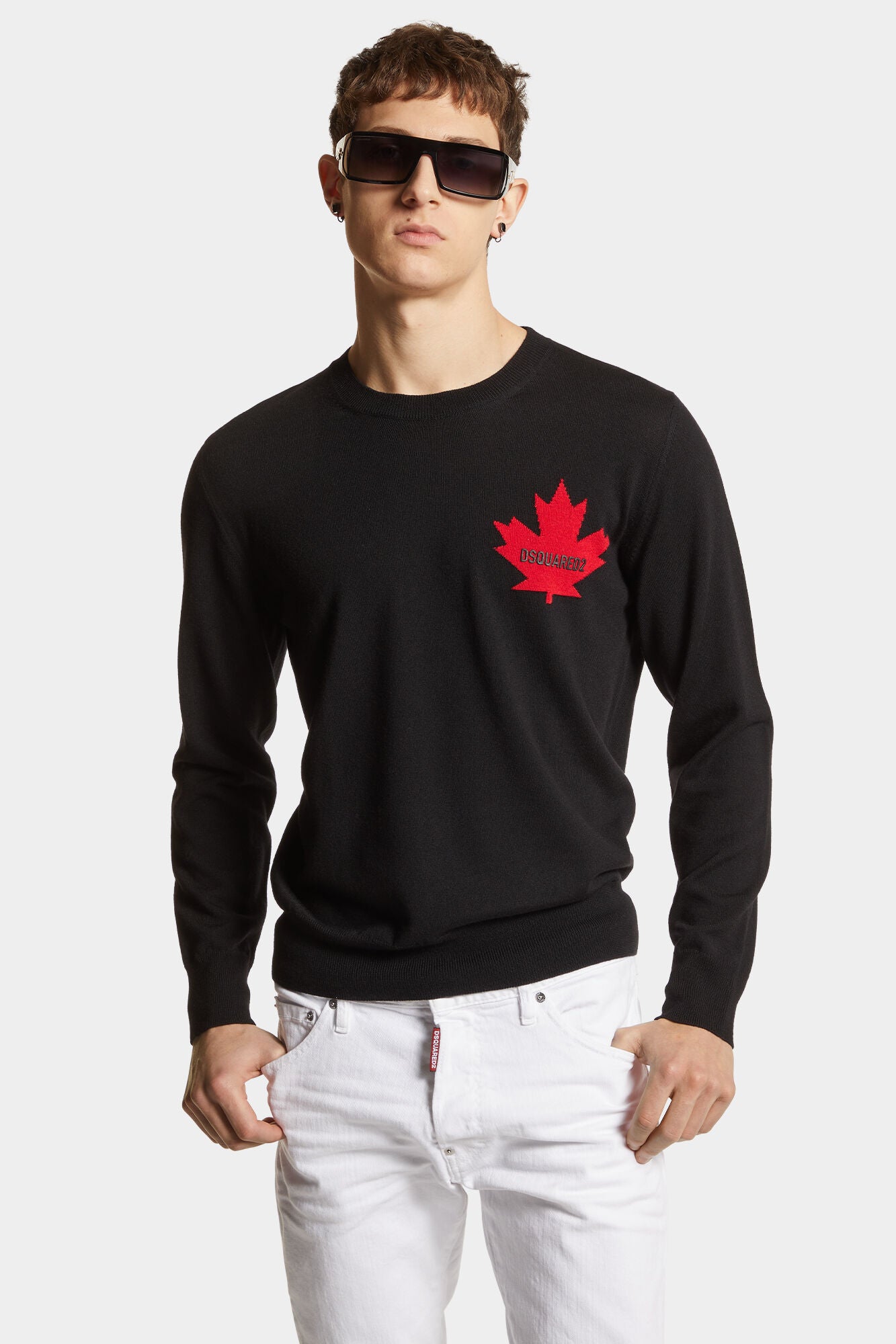 Dsquared2 Herren D2 Leaf Crewneck Strickpullover Schwarz SCHWARZ Bild 2