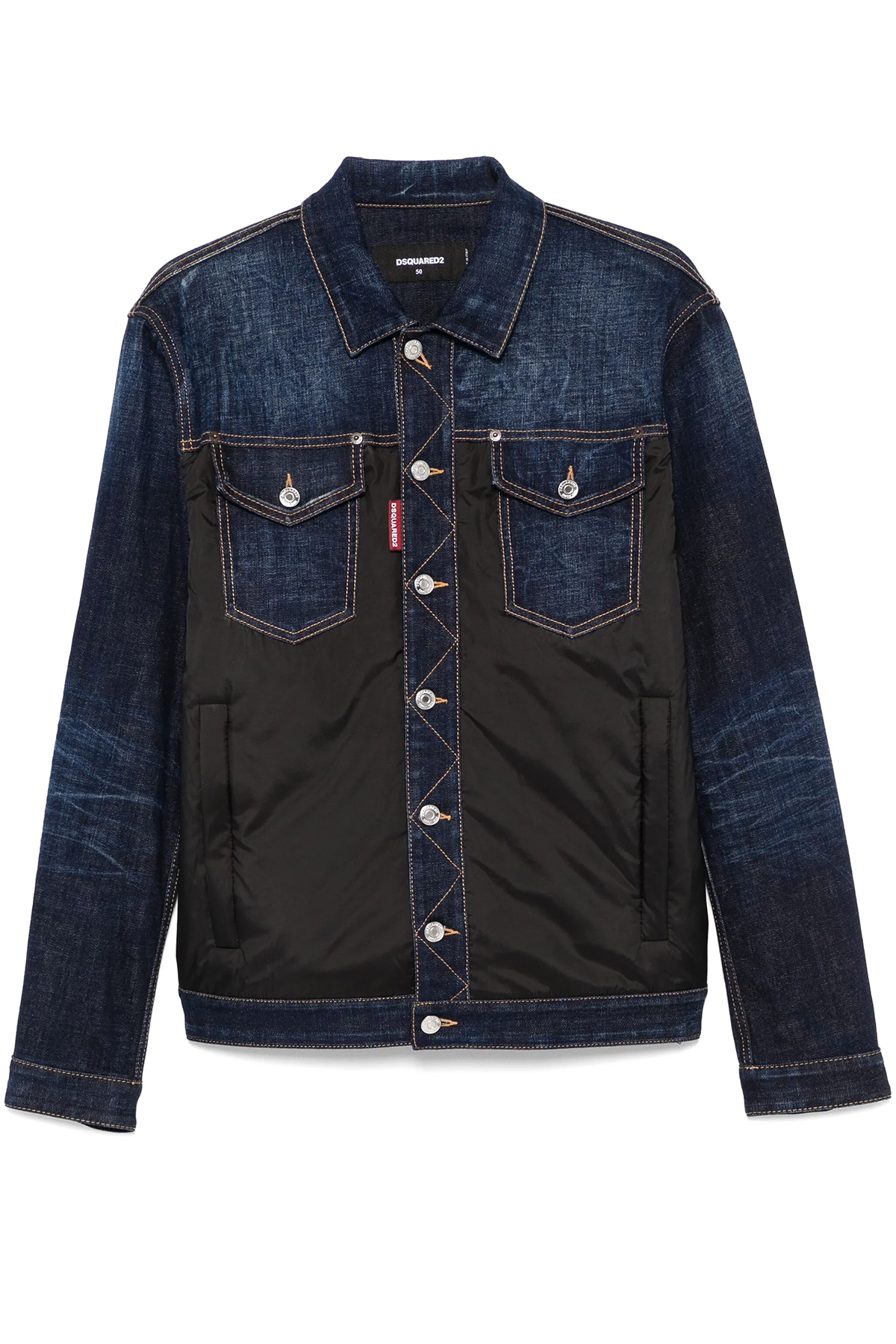 Dsquared2 Herren Dark Urban Wash Denim Puffer Jacke Schwarz/Blau SCHWARZ Bild 1