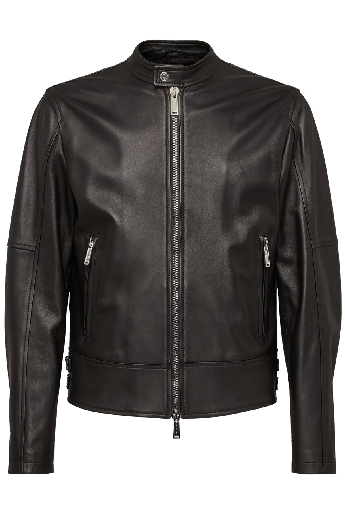 Dsquared2 Herren Leather Biker Bomber Lederjacke Schwarz SCHWARZ Bild 1