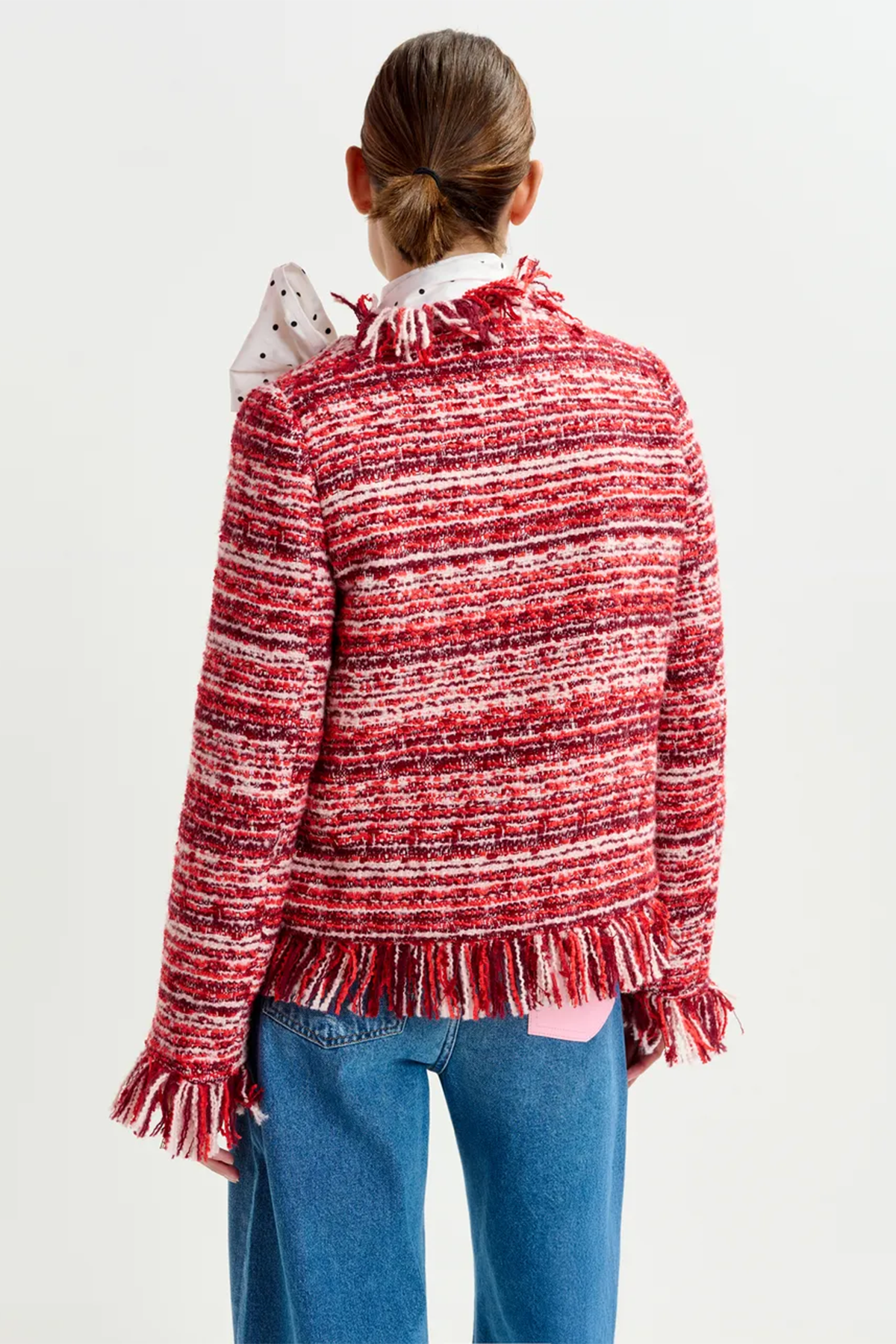 Essentiel Antwerp Damen Bouclé-Jacke Iskra Rot/Weiss Combo1 Santa Claus Bild 3