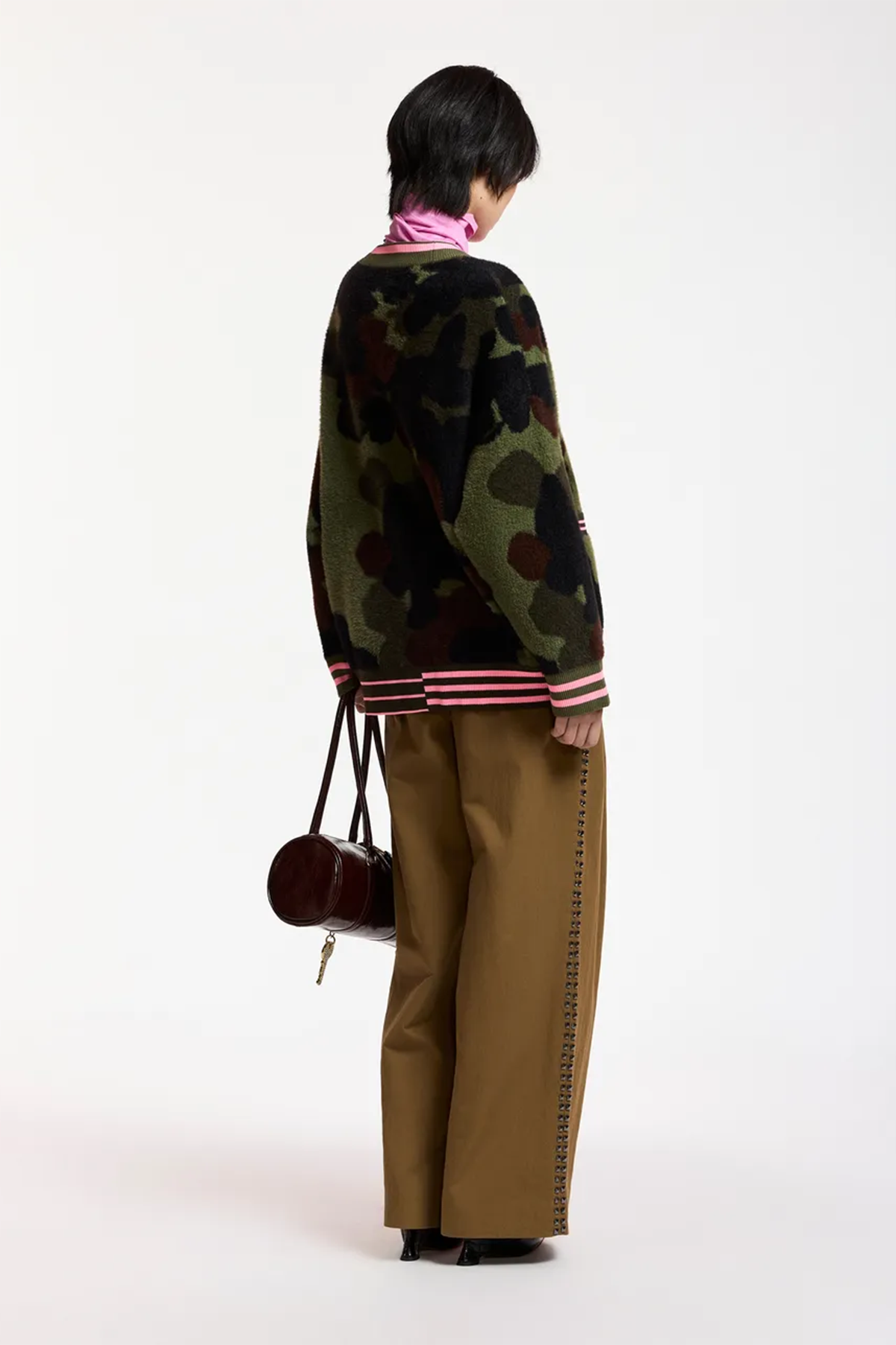 Essentiel Antwerp Damen Cardigan in Camouflage-Optik Kamoo Braun/Khaki/Rosa K1DA Bild 3