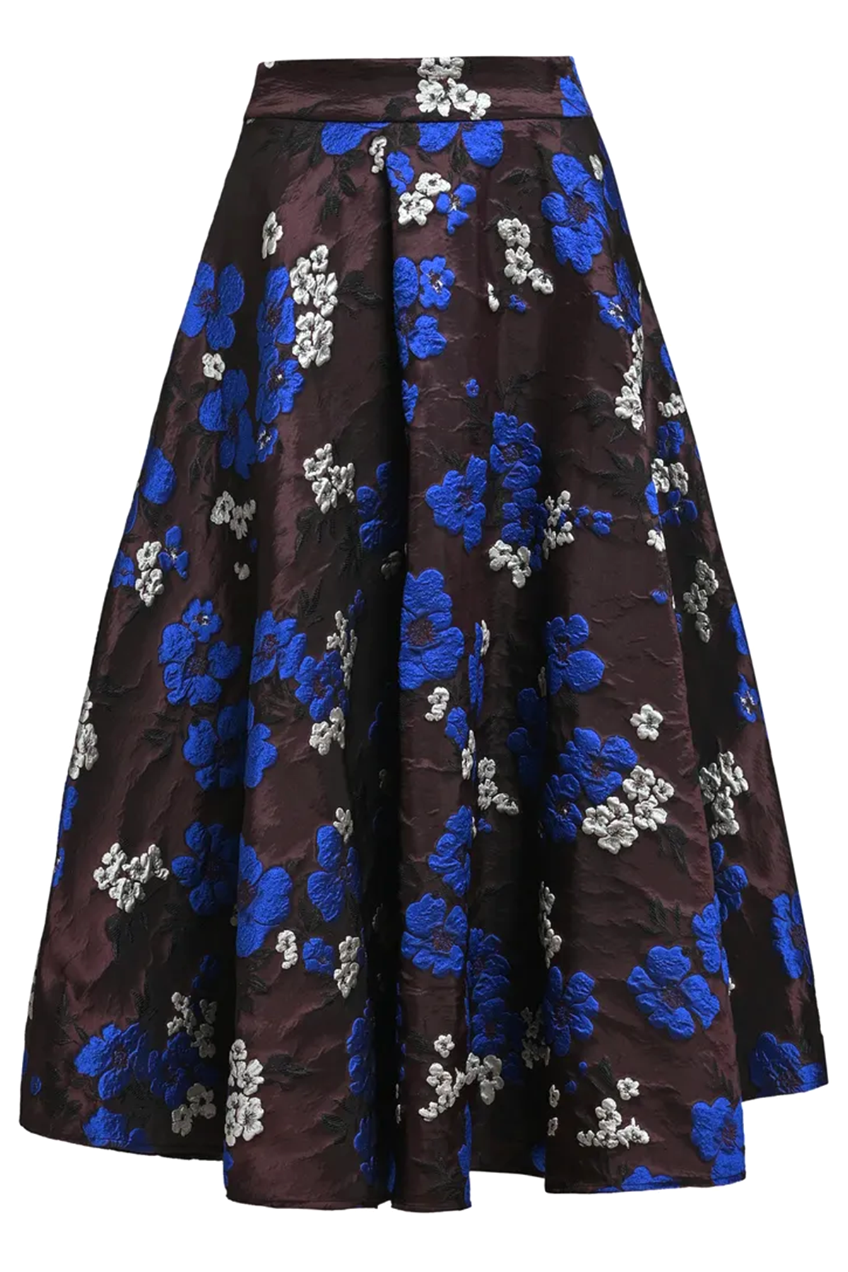 Essentiel Antwerp Damen Jacquard-Midirock mit Blumenmuster Kathyanne Blau/Braun DUNKELROT Bild 1