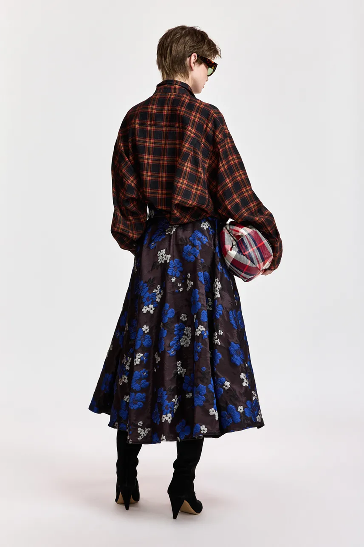 Essentiel Antwerp Damen Jacquard-Midirock mit Blumenmuster Kathyanne Blau/Braun DUNKELROT Bild 3