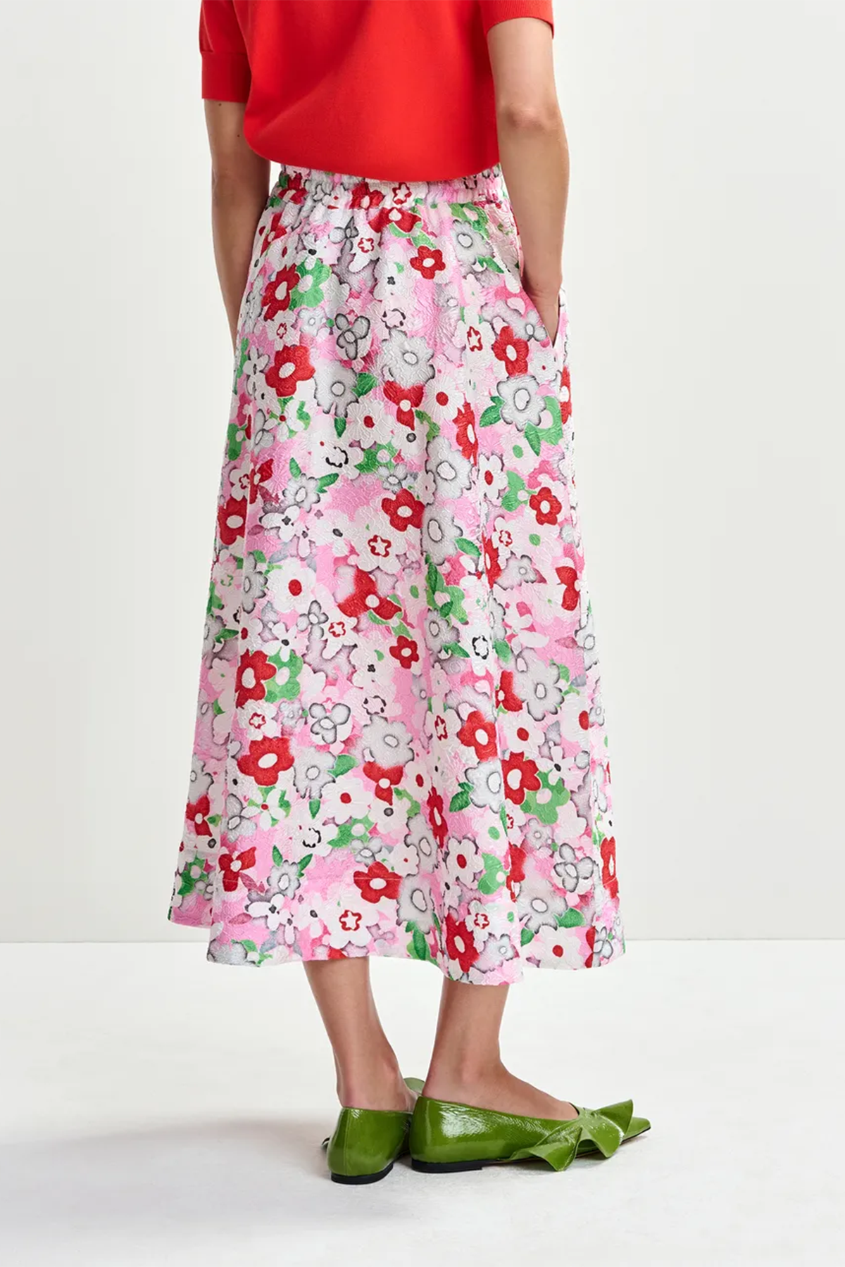 Essentiel Antwerp Damen Midirock mit Blumenmuster Julianne Bunt ROSA Bild 3