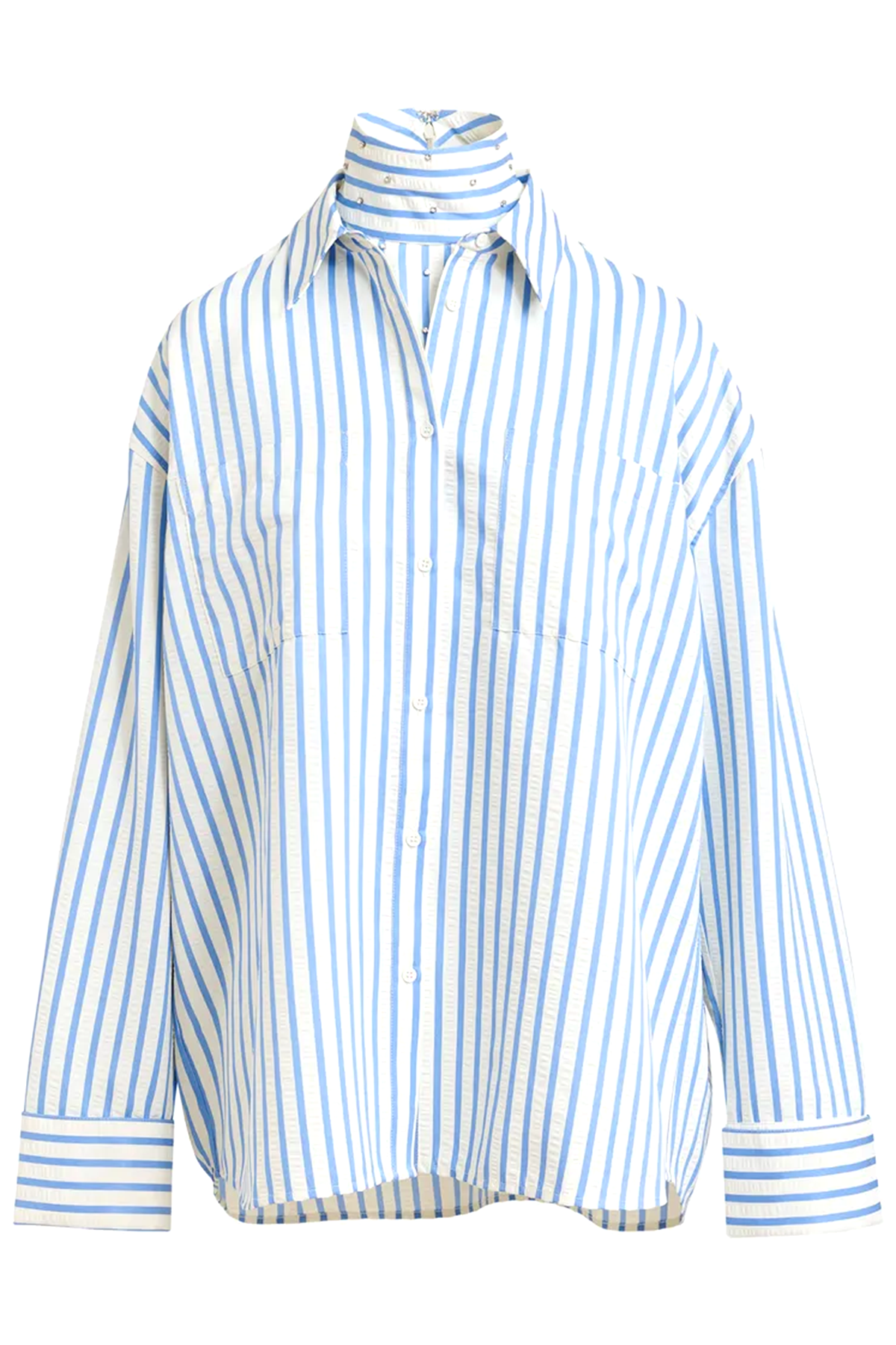 Essentiel Antwerp Damen Oversized-Bluse Janna Weiss/Hellblau J4NB Bild 1