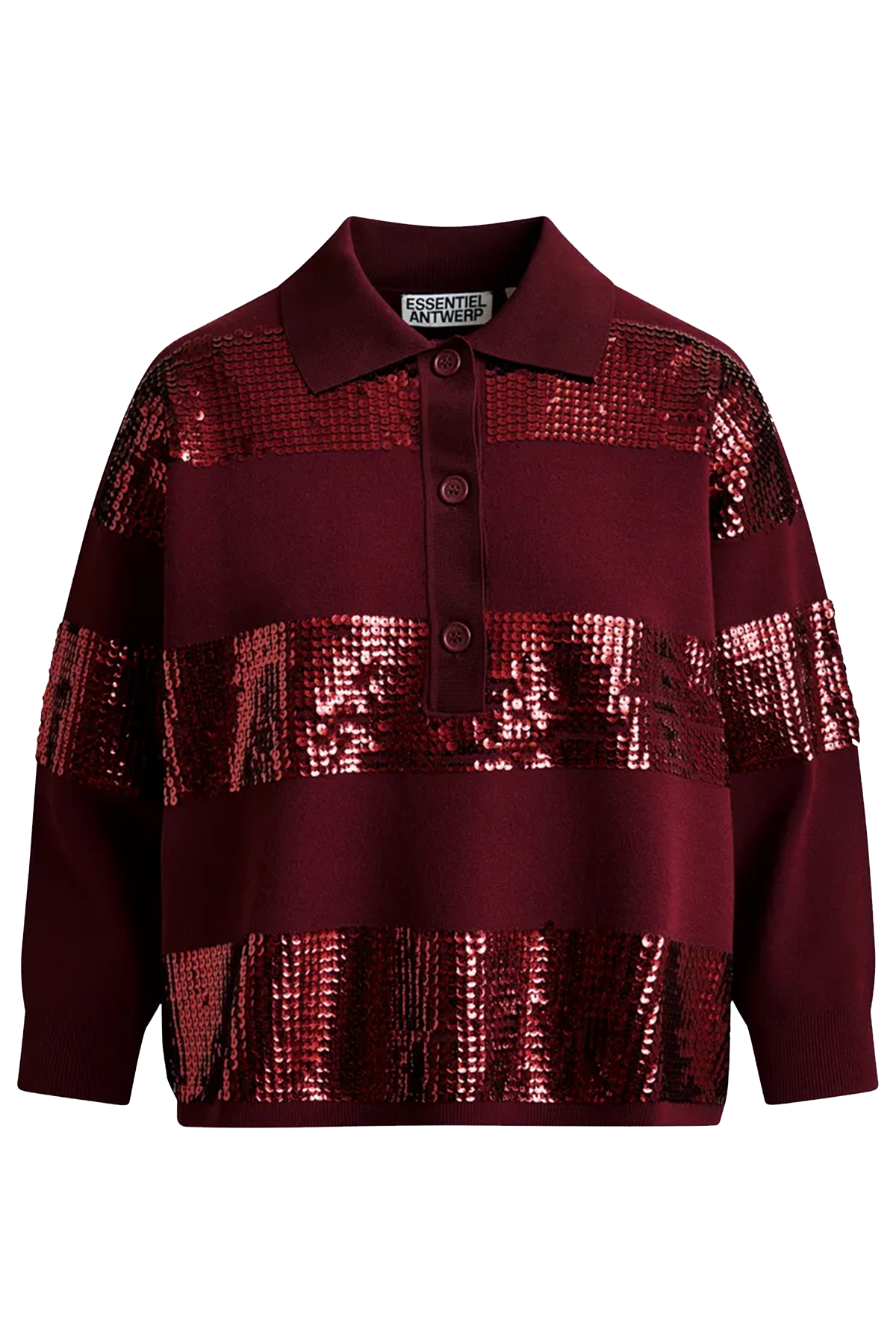Essentiel Antwerp Damen Strickpolo Illuminati Burgund I3MM Bild 1
