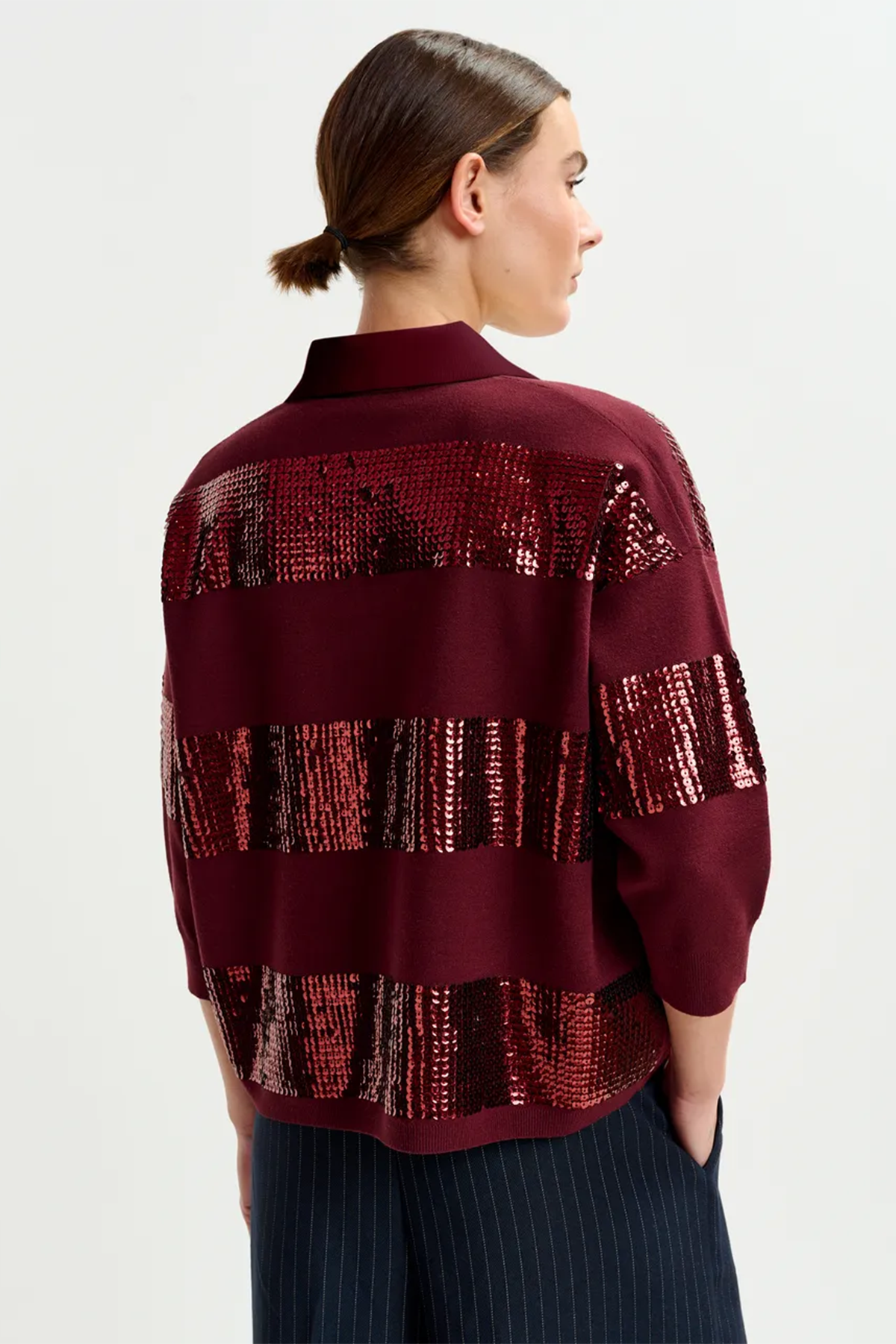 Essentiel Antwerp Damen Strickpolo Illuminati Burgund I3MM Bild 3