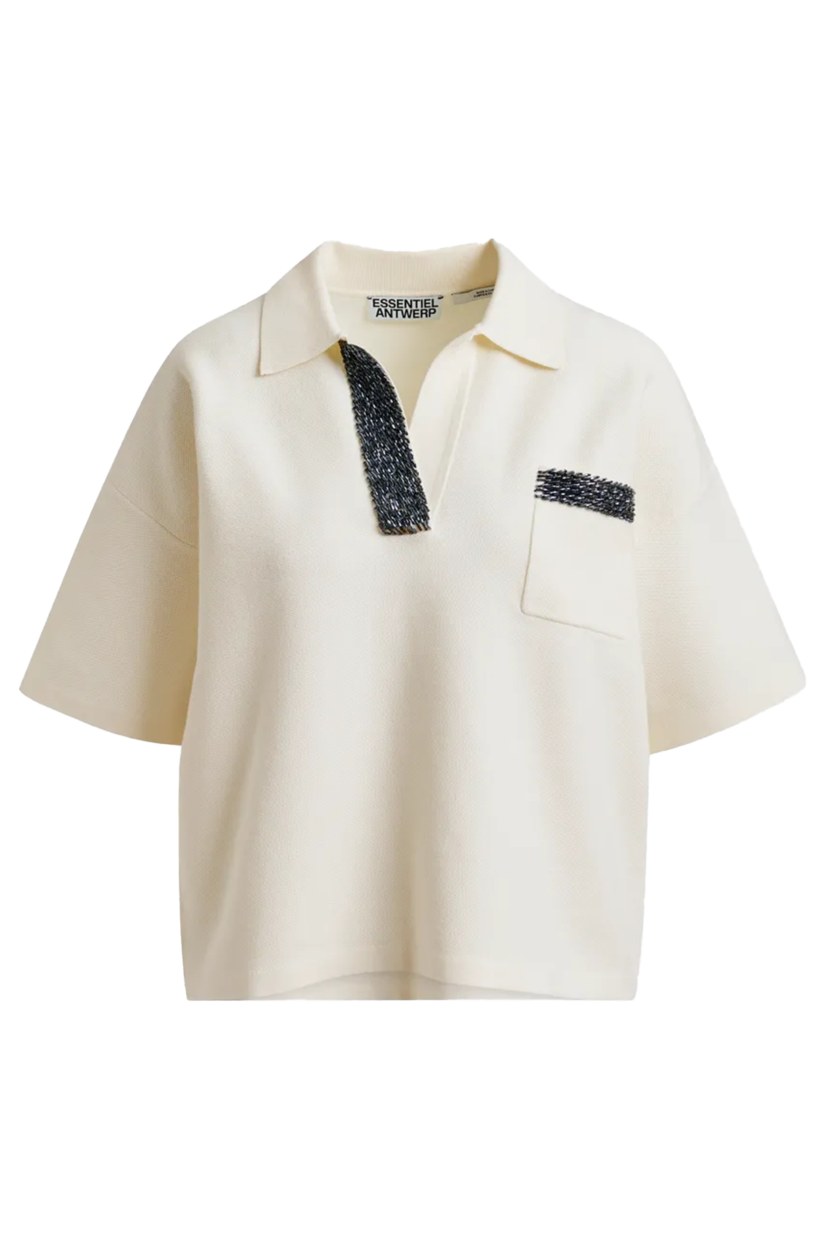 Essentiel Antwerp Damen Strickpolo Internationale Natur-Weiss ow01 Bild 1