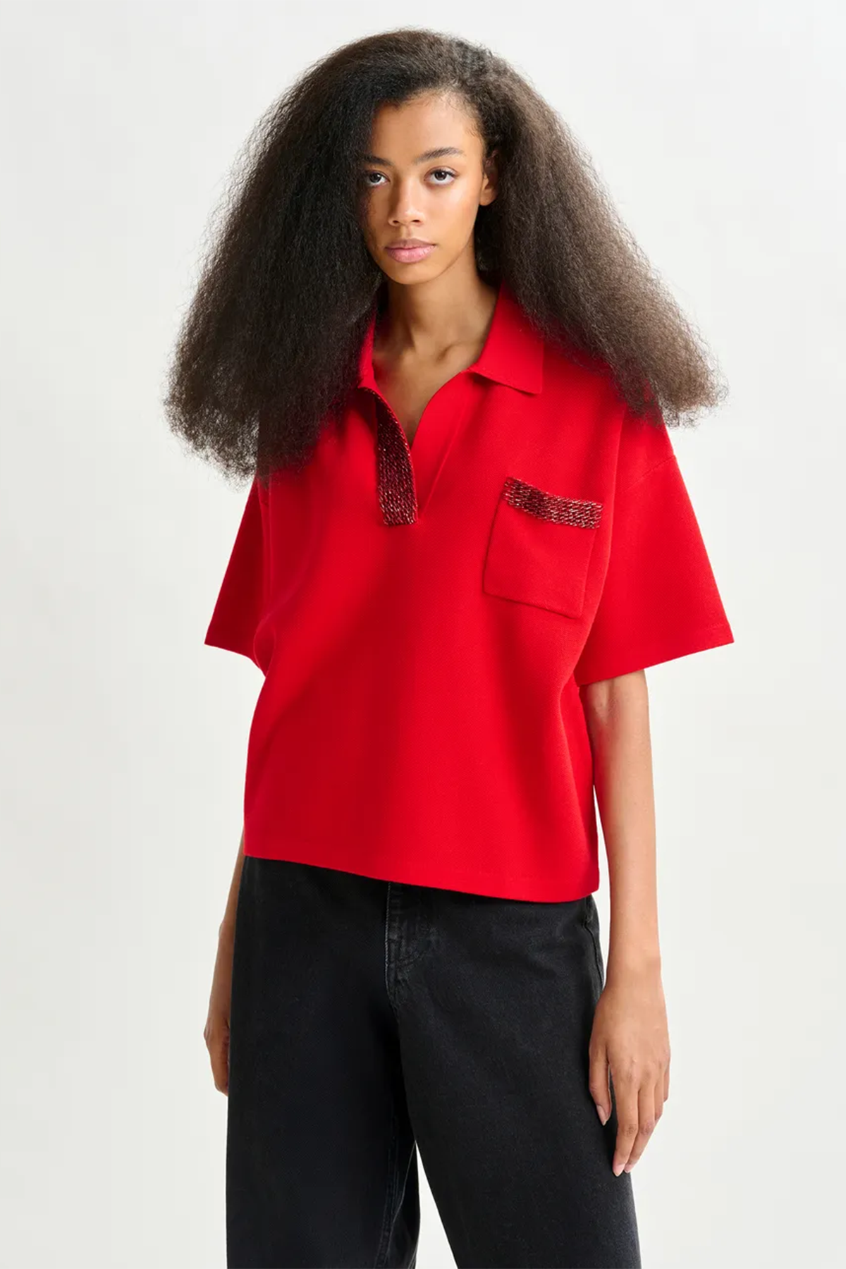 Essentiel Antwerp Damen Strickpolo Internationale Rot Santa Claus Bild 2