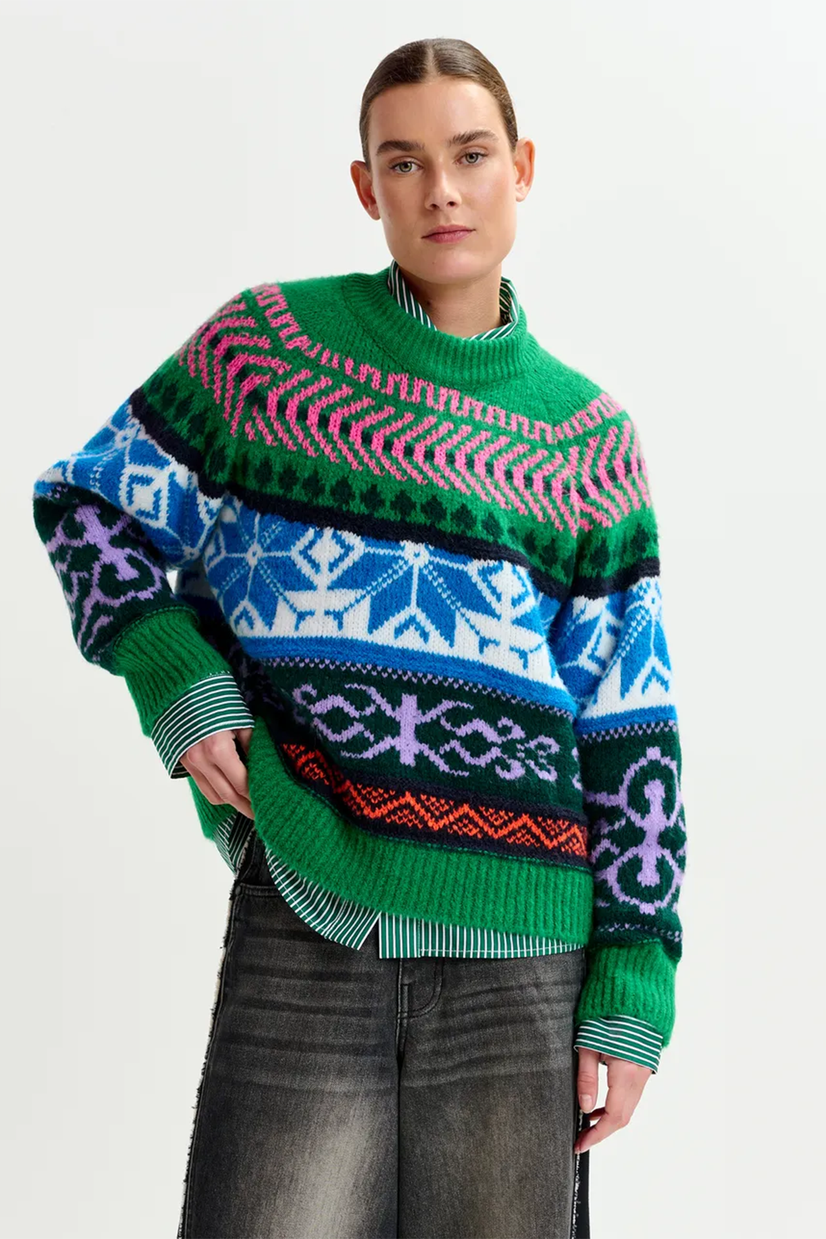 Essentiel Antwerp Damen Strickpullover Irelando Grün Combo2 Paula's Choice I2PC Bild 2
