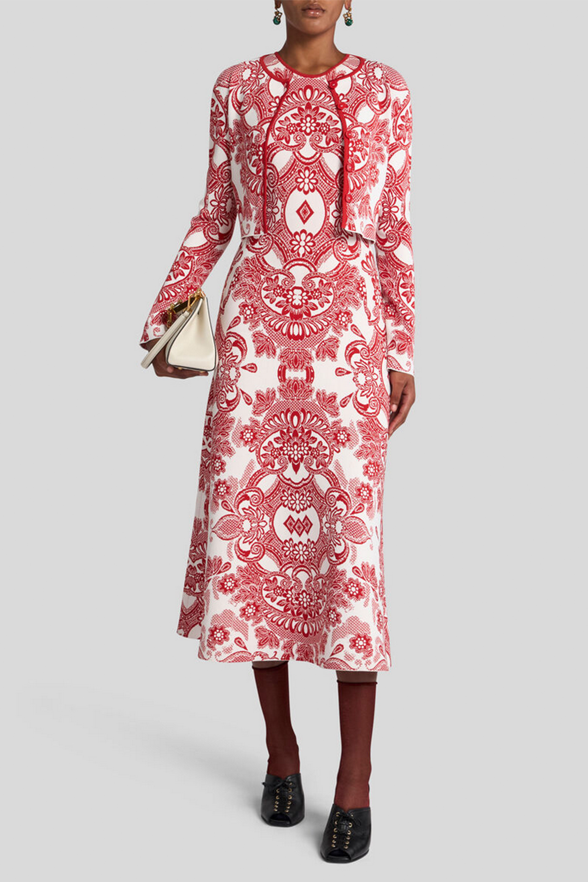 Etro Damen Jacquard-Jacke Weiss/Rot ROT Bild 2