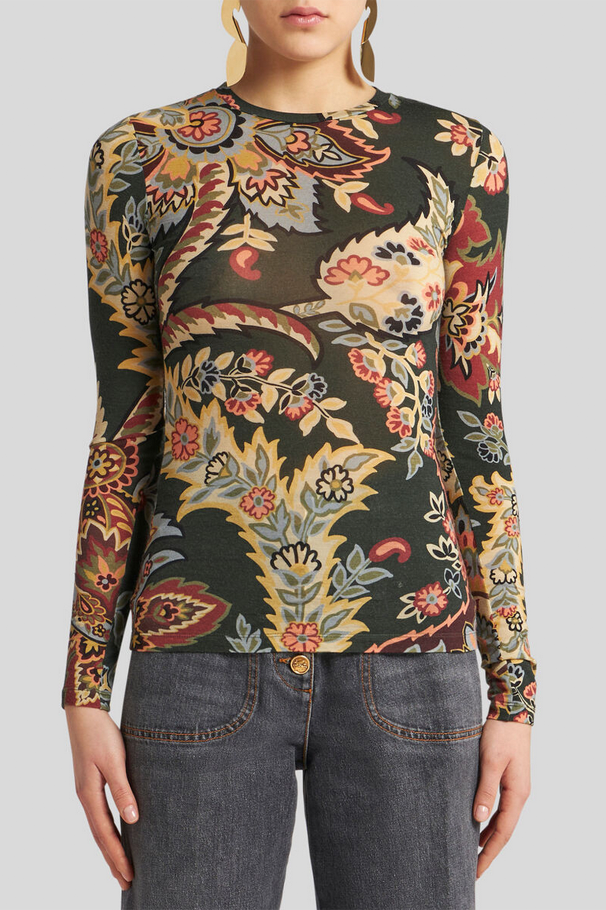 Etro Damen Longsleeve Dunkelgrün SCHWARZ Bild 2