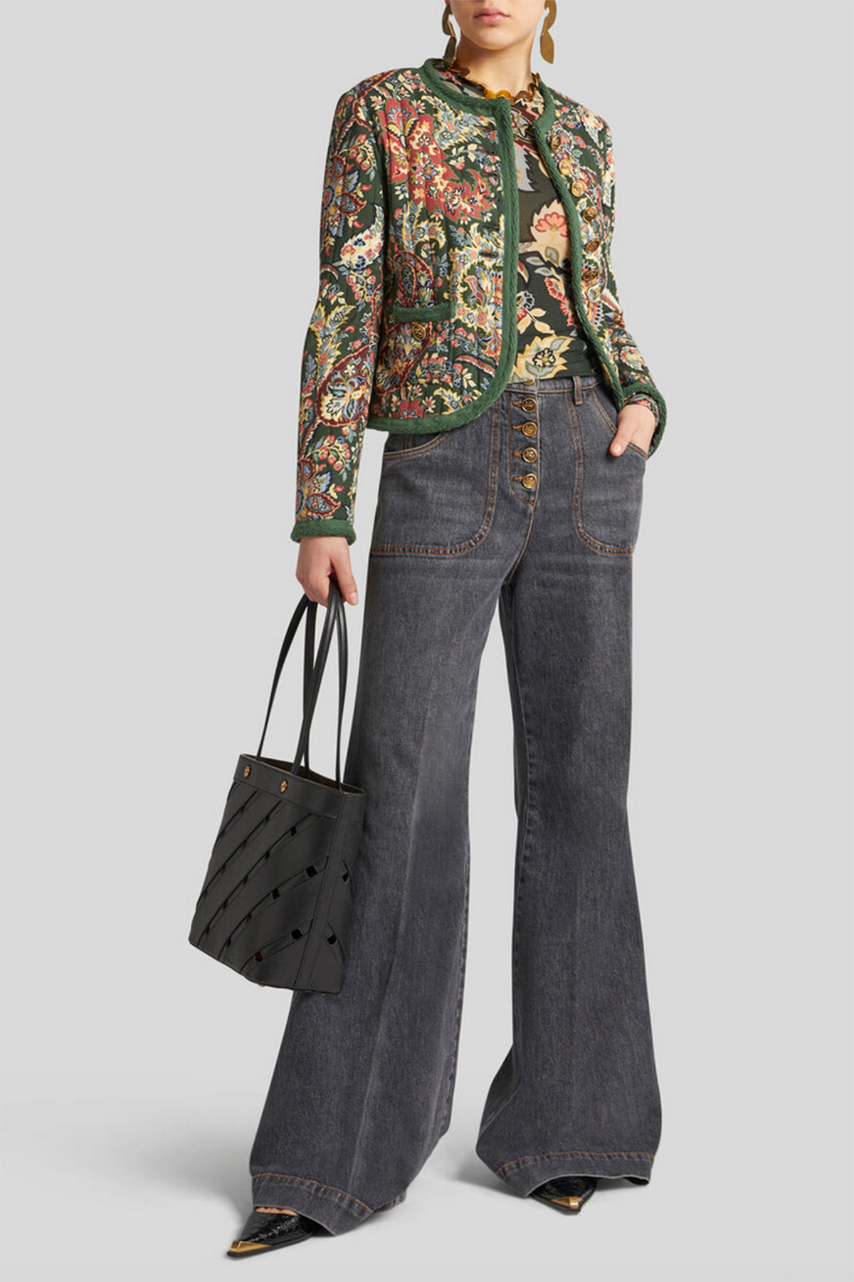 Etro kurze Damen Twill Jacke Grün GRÜN Bild 2