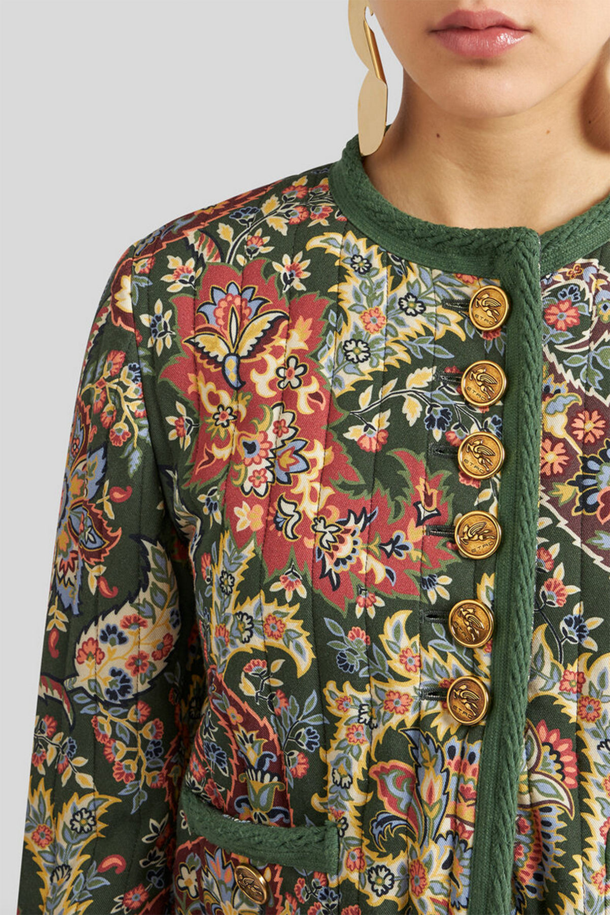 Etro kurze Damen Twill Jacke Grün GRÜN Bild 4
