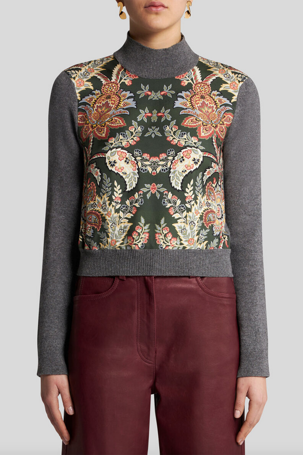 Etro kurzer Damen Strickpullover Grau/Grün SCHWARZ Bild 3