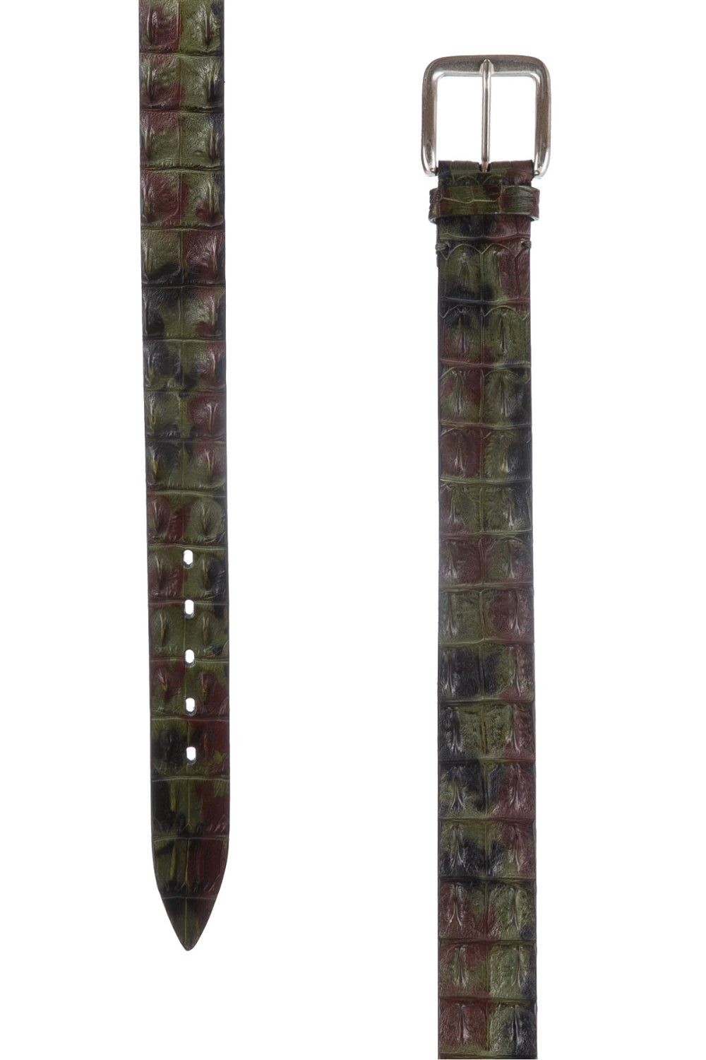 Fausto Colato Herren Gürtel aus Krokodilleder Camouflage Olivegrün/Braun OLIVE Bild 1