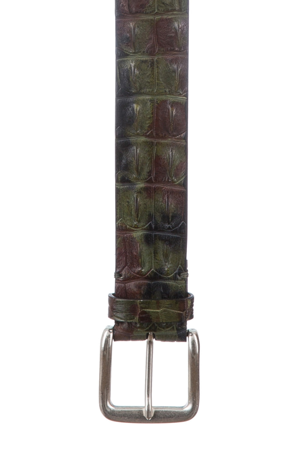 Fausto Colato Herren Gürtel aus Krokodilleder Camouflage Olivegrün/Braun OLIVE Bild 2