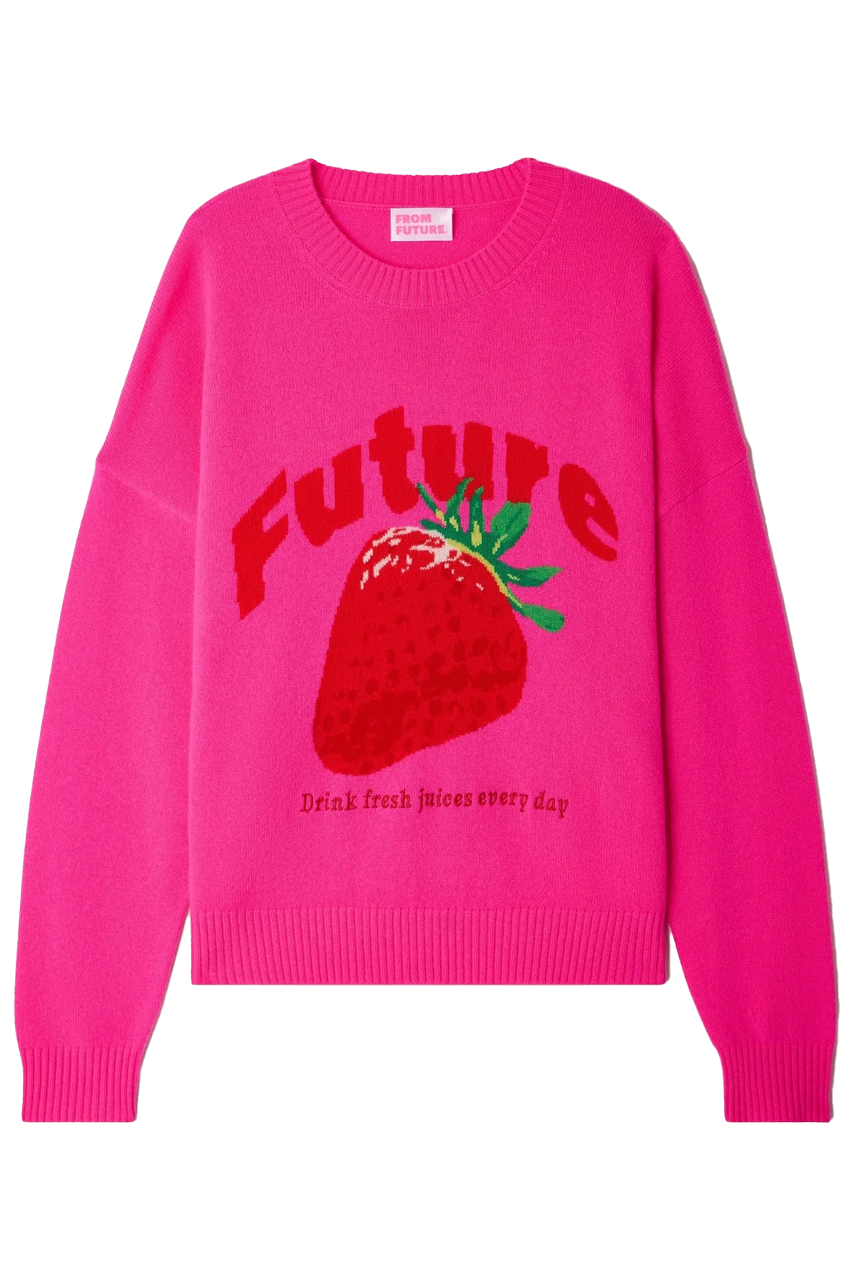 FROM FUTURE Damen Kaschmirpullover mit Erdbeere Pink PINK Bild 1