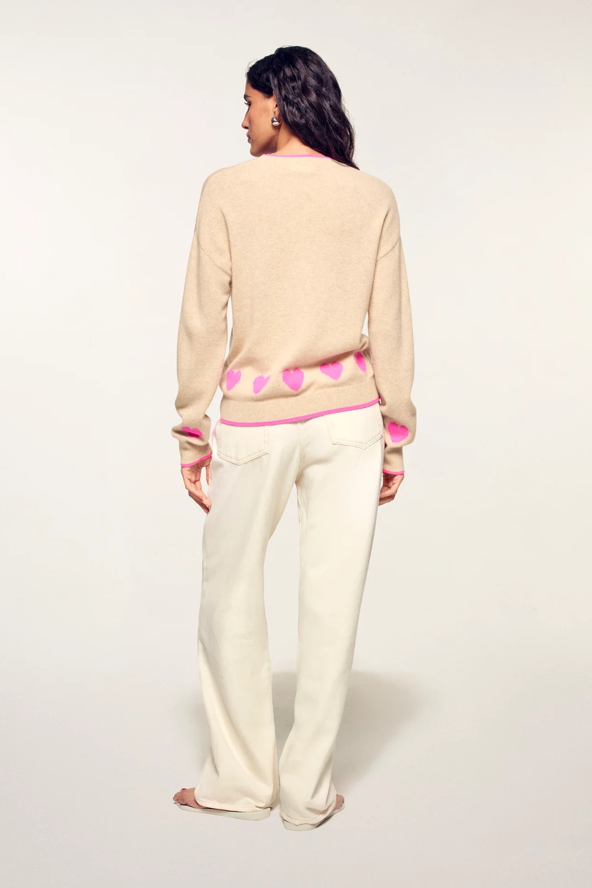 FROM FUTURE Damen Kaschmirpullover mit Herzmuster Beige BEIGE Bild 3