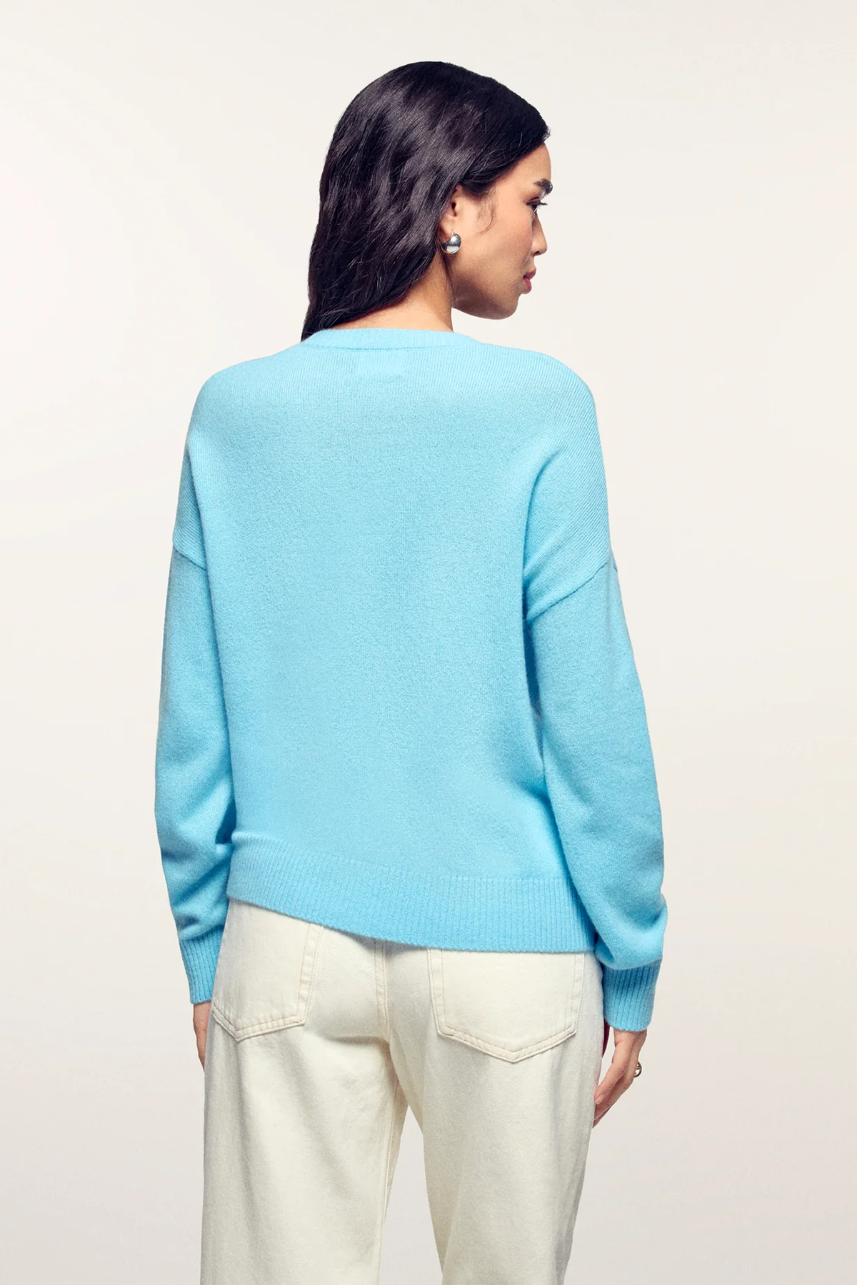FROM FUTURE Damen Kaschmirpullover mit Palmenmotiv Blau BLAU Bild 3