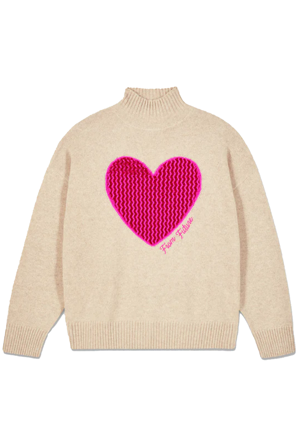 FROM FUTURE Damen Kaschmirpullover mit Stehkragen Beige BEIGE Bild 1