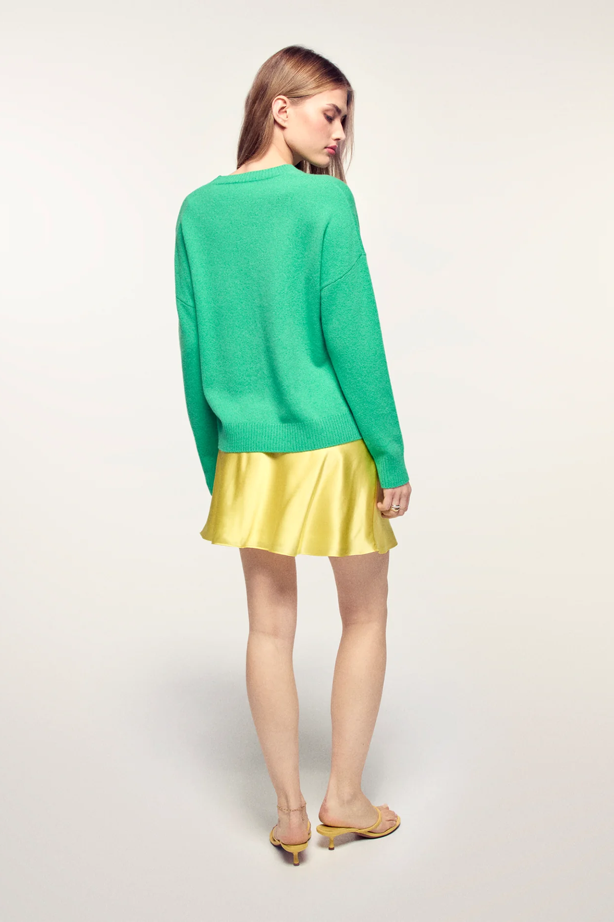 FROM FUTURE Damen Kaschmirpullover mit Zitronenmotiv Grün GRÜN Bild 3