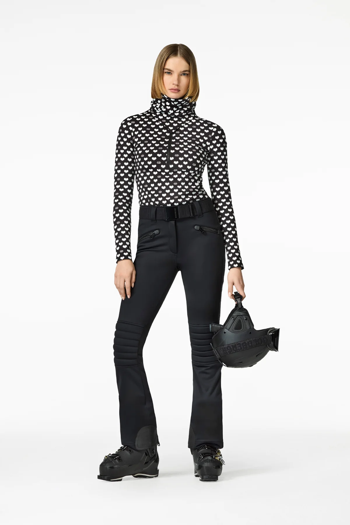 Goldbergh Damen Skishirt Cuori, Schwarz-Weiss 0025 cuori maschera Bild 2