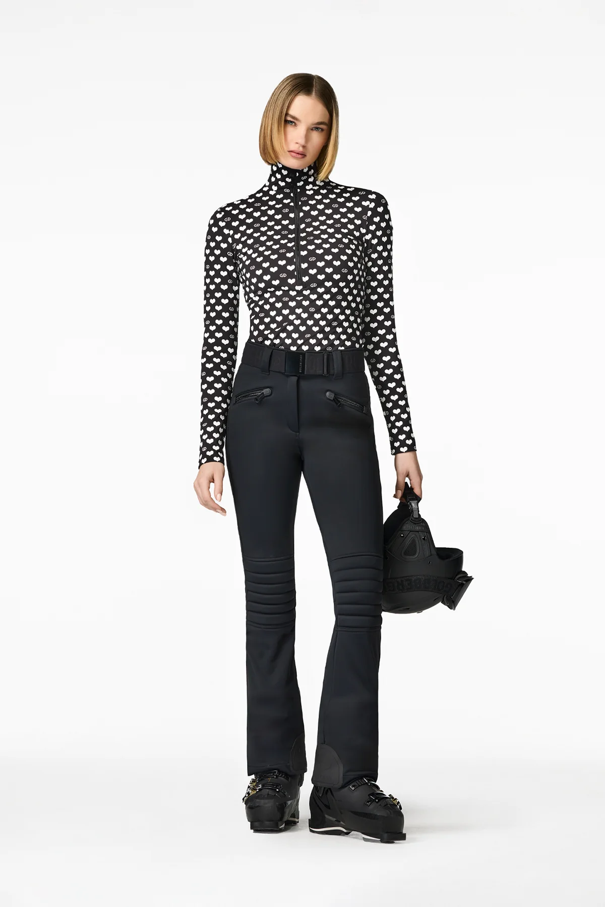 Goldbergh Damen Skishirt Cuori, Schwarz-Weiss 0025 cuori maschera Bild 3