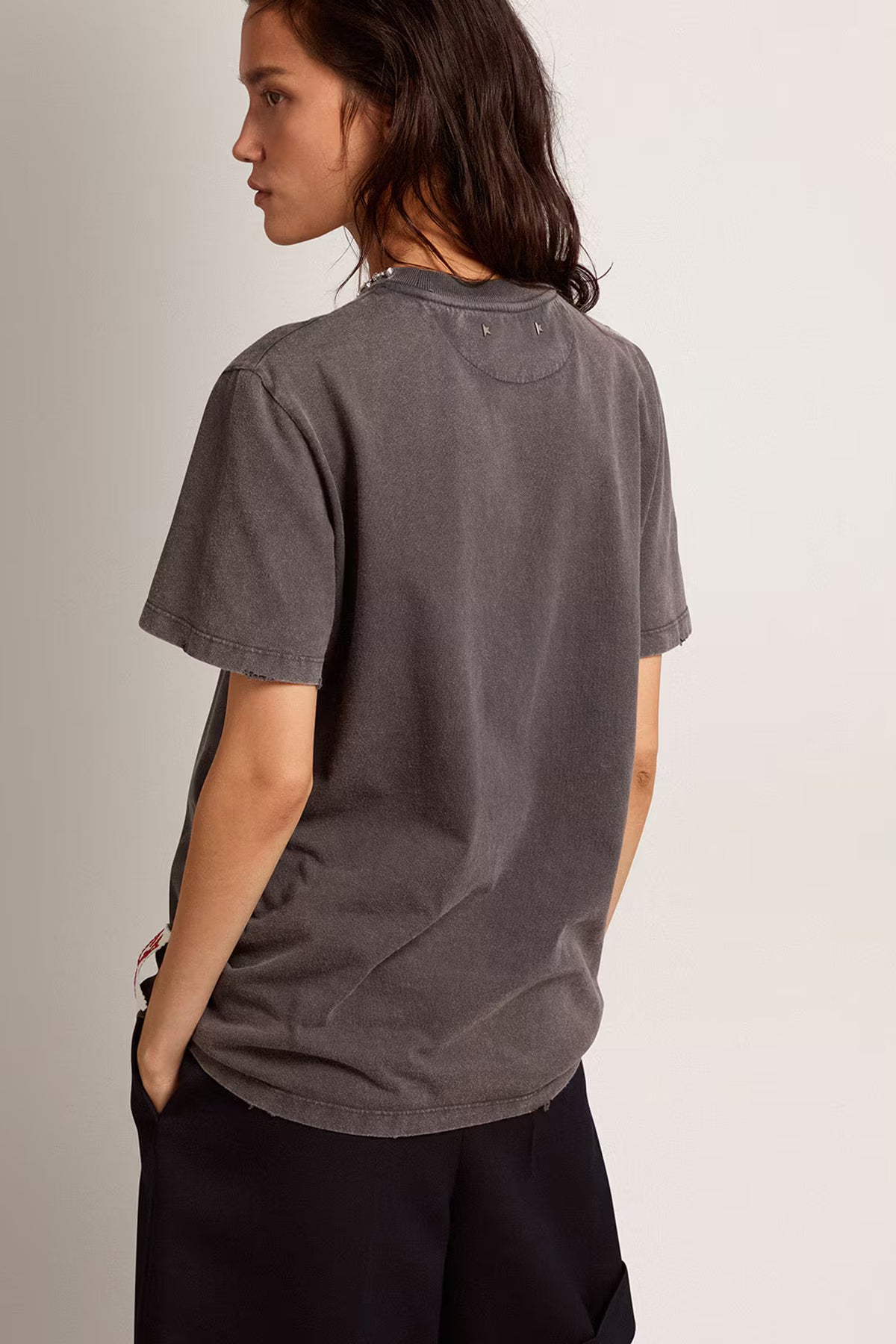 Golden Goose Damen T-Shirt mit Kristallen Anthrazit Grau ANTHRAZIT GRAU Bild 3