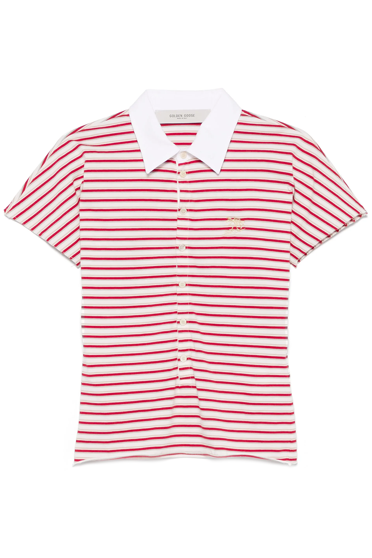 Golden Goose gestreifts Damen Journey Slim Polo Shirt Weiss/Rot ROT Bild 1