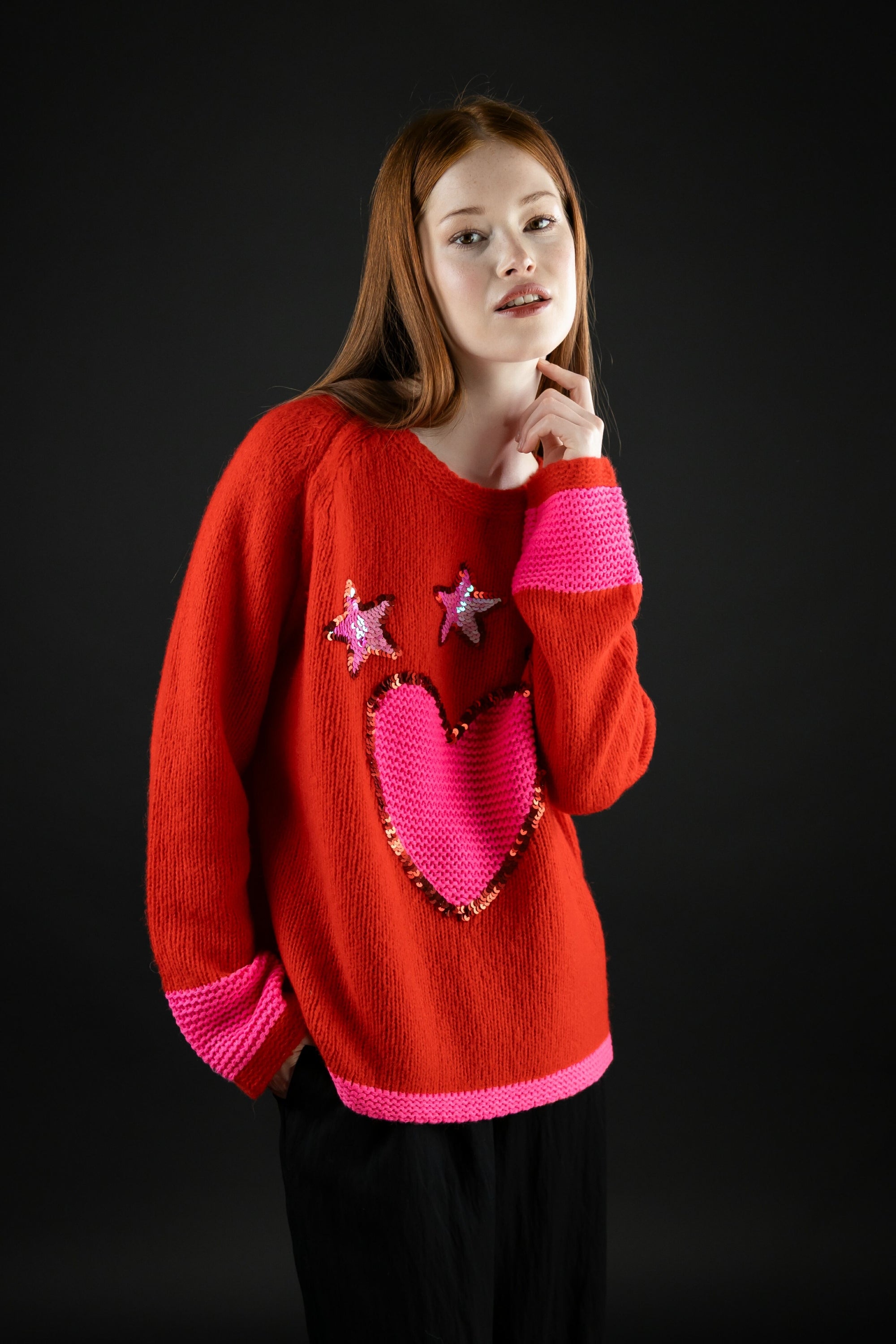 Grace Strickpullover Herz ROT ROT Bild 1