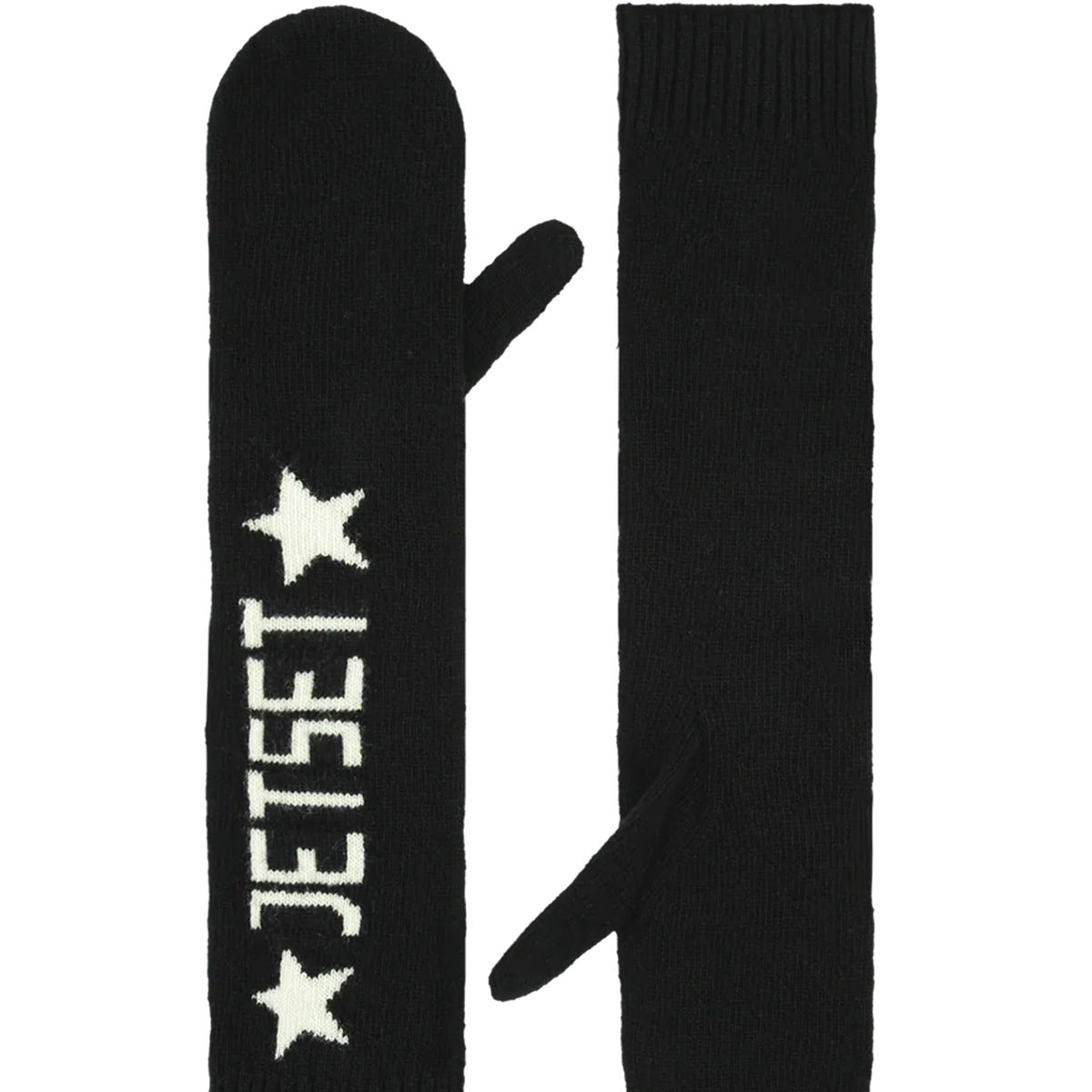 white star handschuhe Jet Set lange Wollhandschuhe Star Schwarz