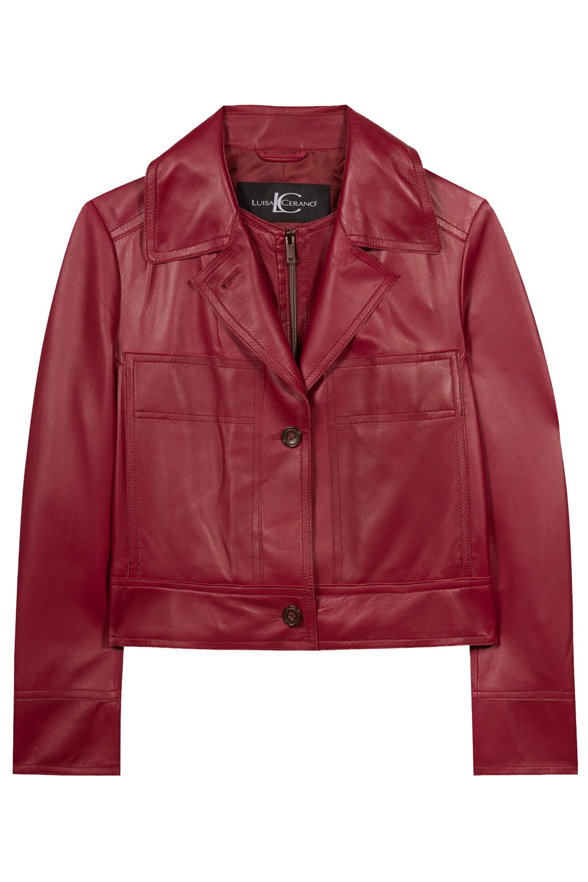 Luisa Cerano Damen Bikerjacke aus Lammnappa, Berry Red berry red Bild 1