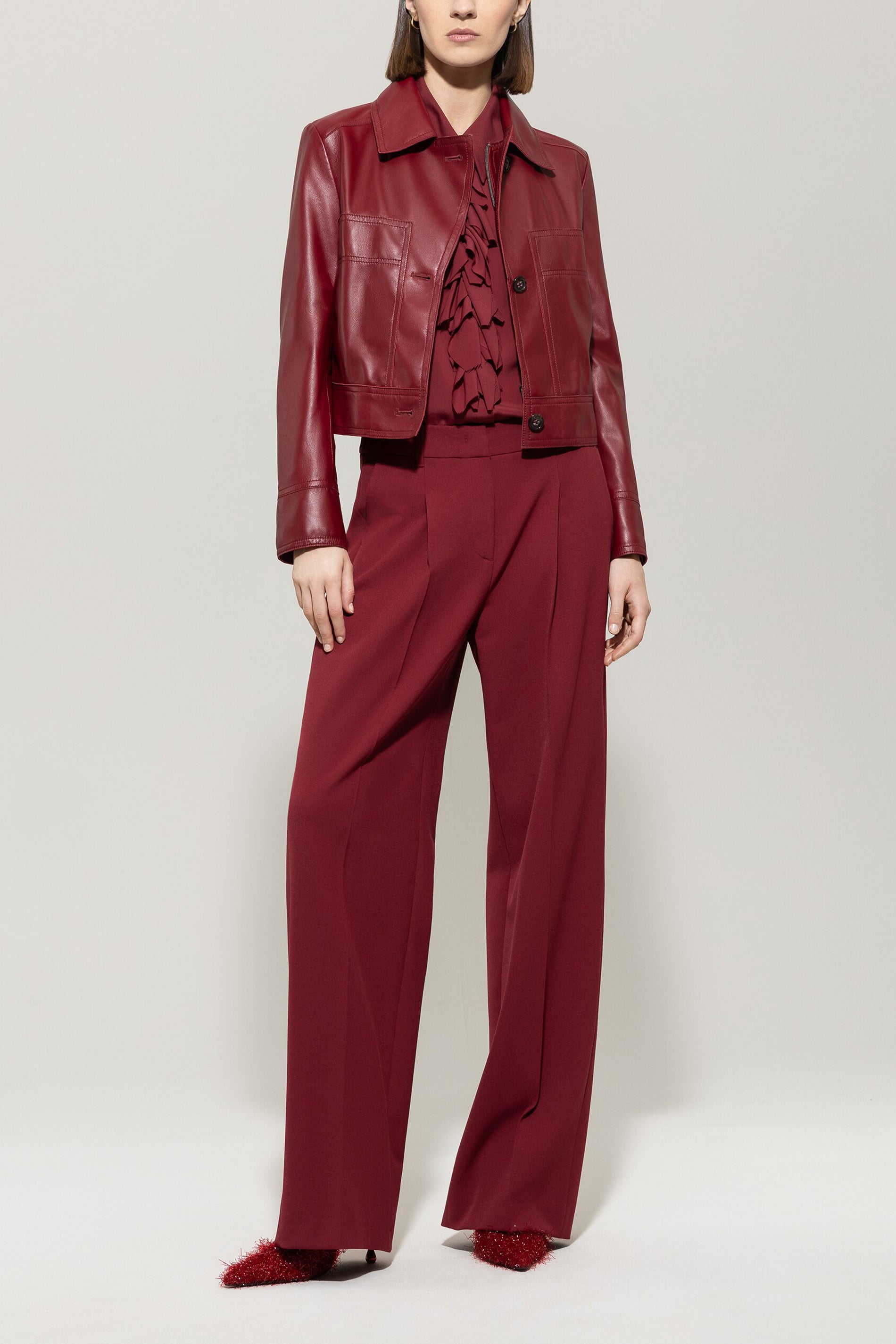 Luisa Cerano Damen Bikerjacke aus Lammnappa, Berry Red berry red Bild 2