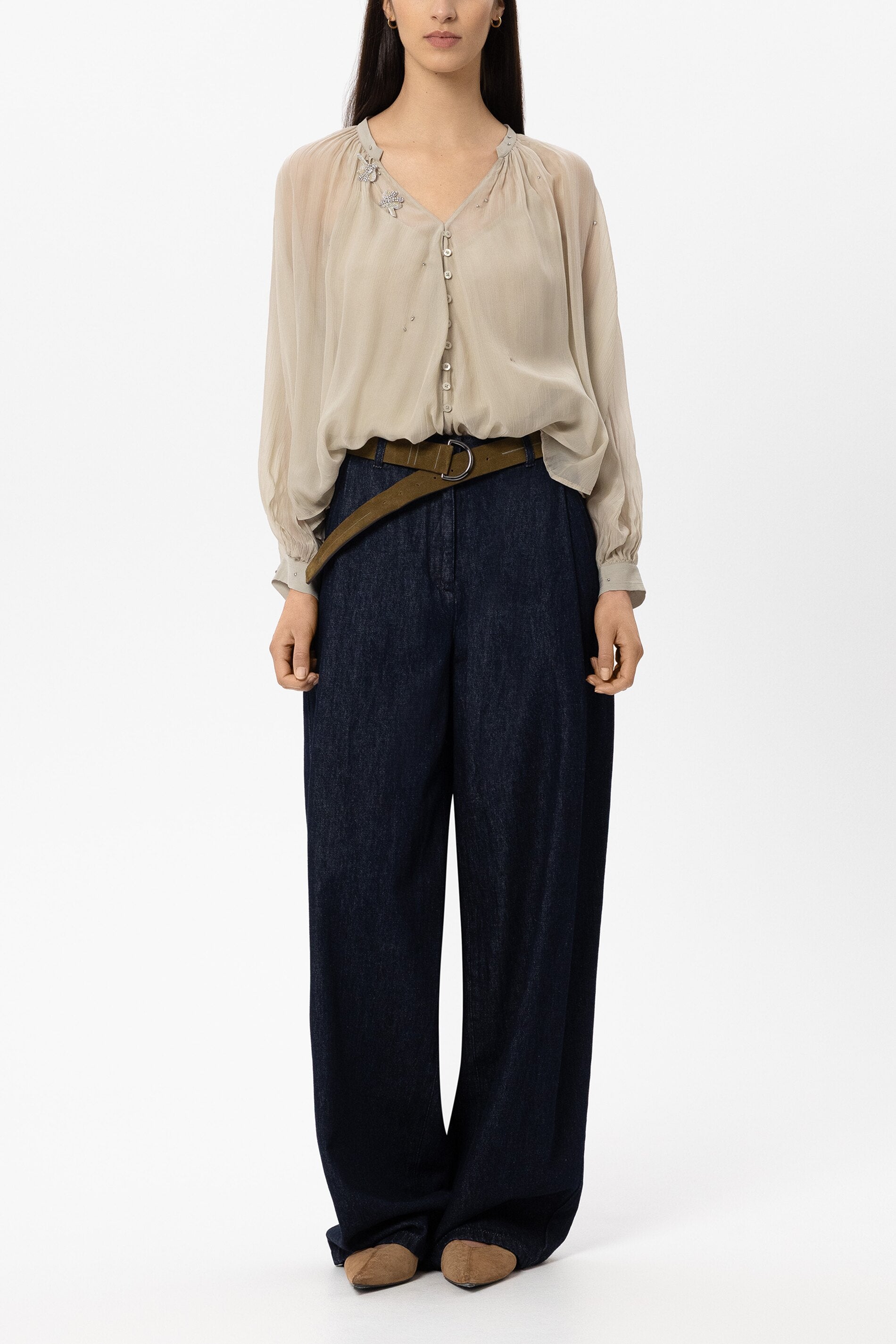 Luisa Cerano Damen Bluse mit Kristallsteinen Ginger GELB Bild 2