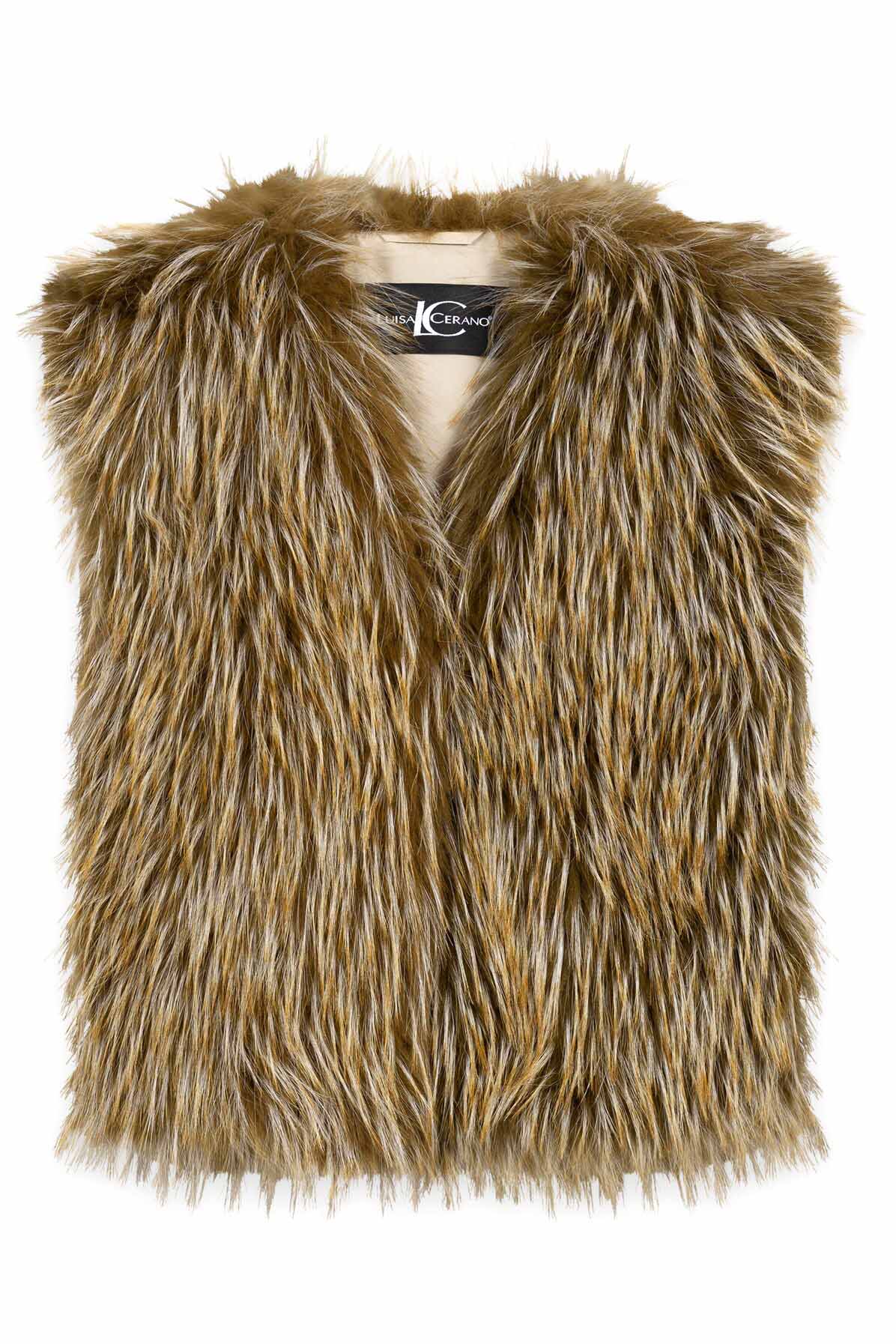 Luisa Cerano Damen Boho-Weste in Fell-Optik Olio HELLGRÜN Bild 1